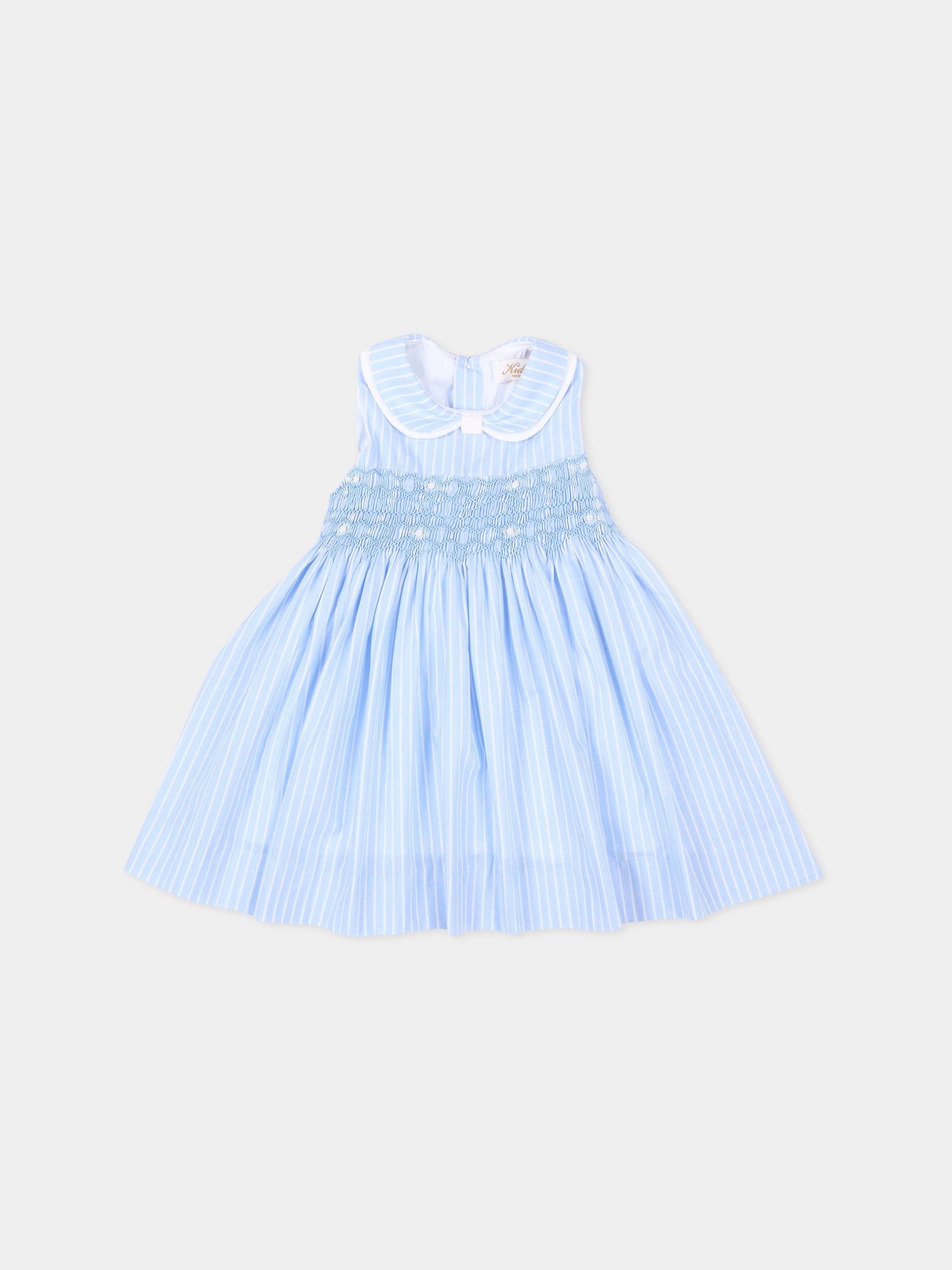 Vestito celeste Maud per neonata,Kidiwi Handmade,36041-TR044