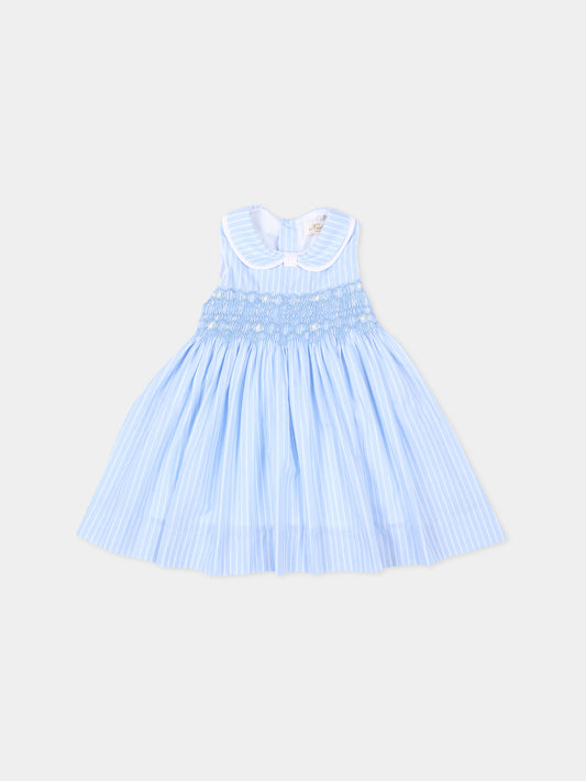 Vestito celeste Maud per neonata,Kidiwi Handmade,36041-TR044