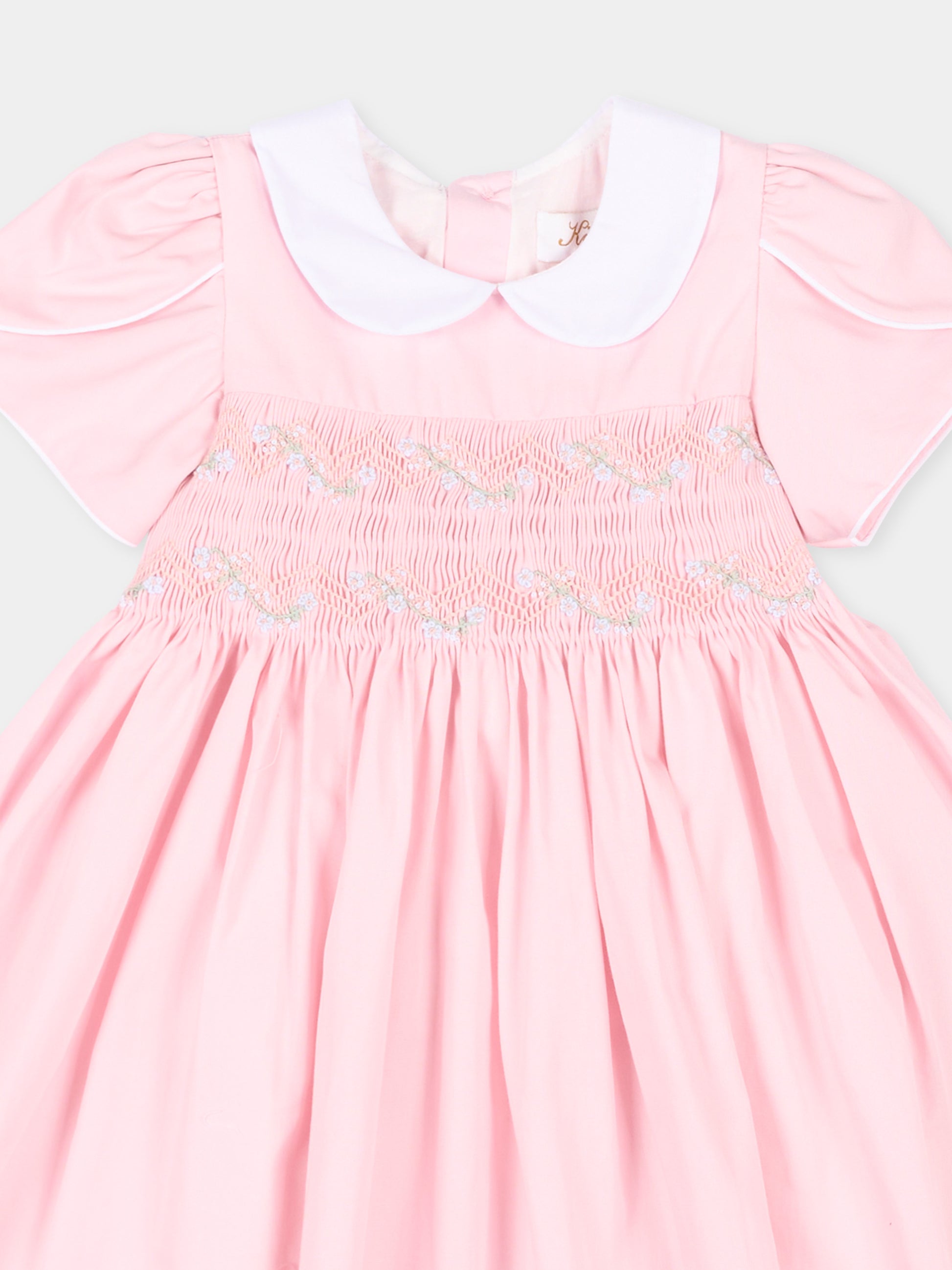 Vestito rosa Clémence per neonata,Kidiwi Handmade,36091-TU287