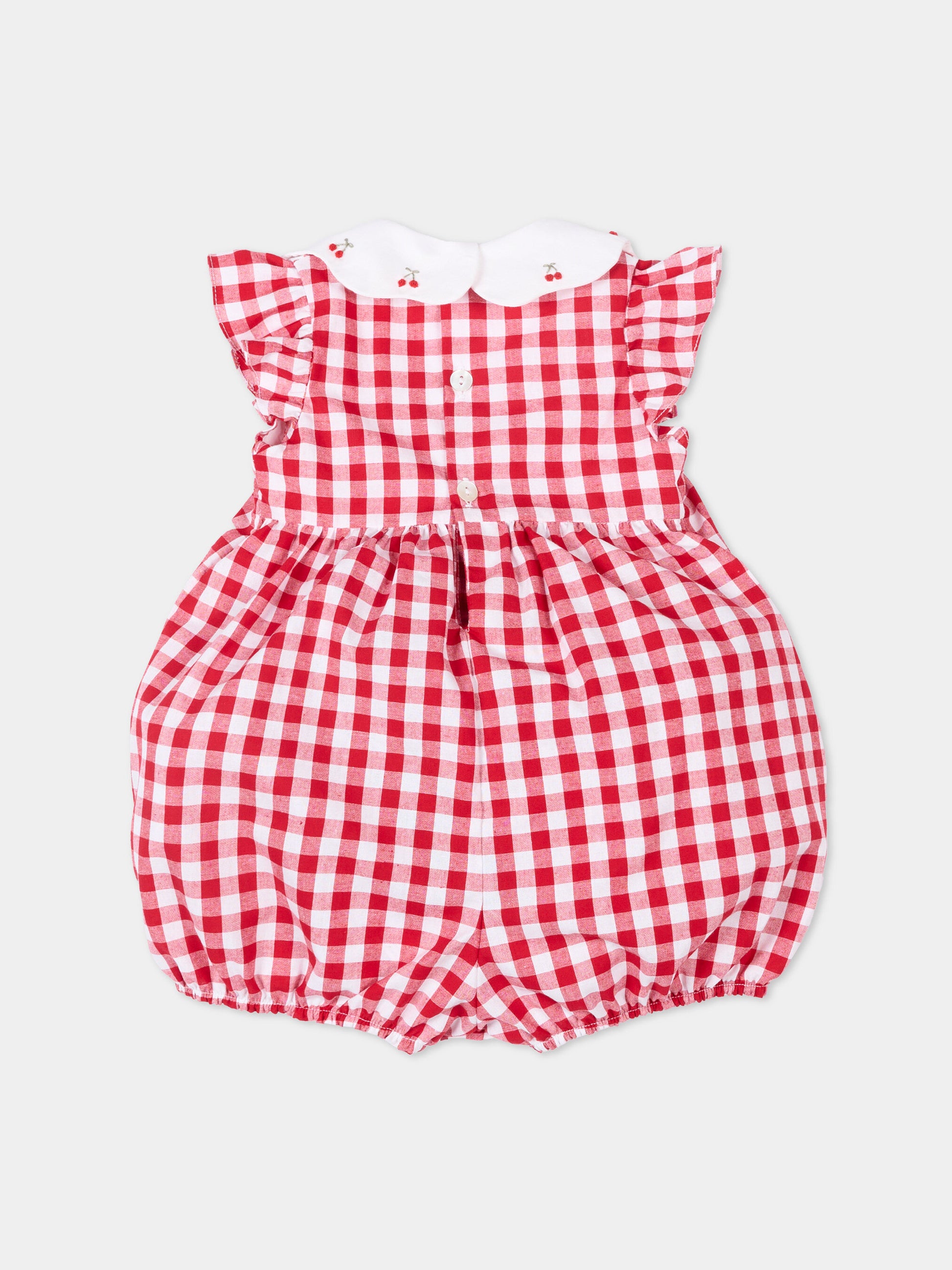 Pagliaccetto rosso Charlotte per neonata vichy,Kidiwi Handmade,36232-TC021