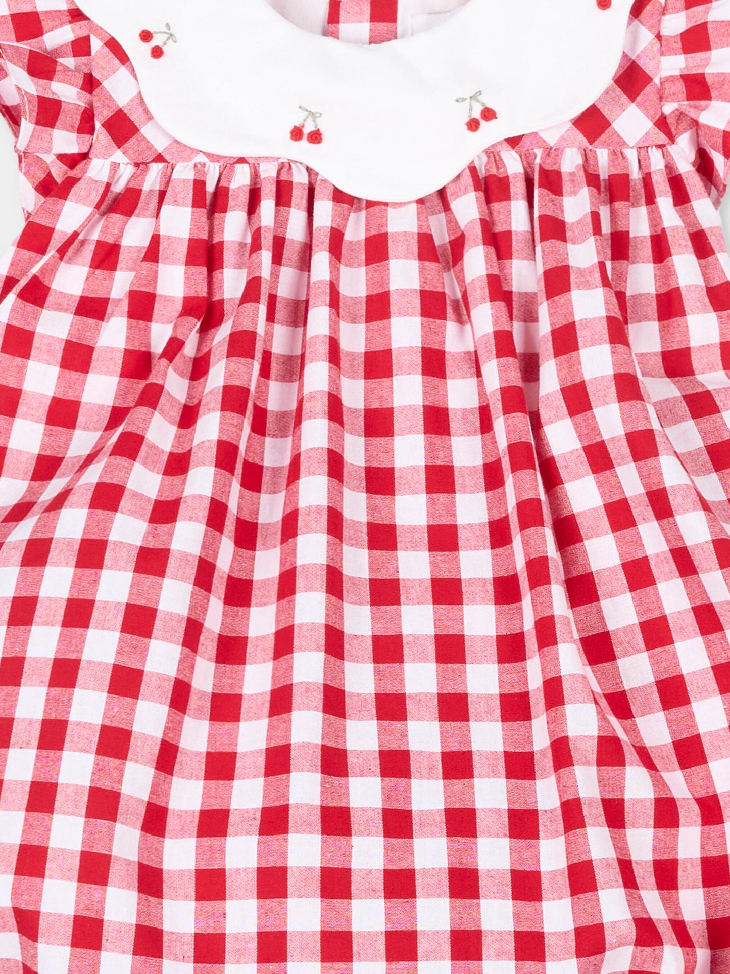 Pagliaccetto rosso Charlotte per neonata vichy,Kidiwi Handmade,36232-TC021