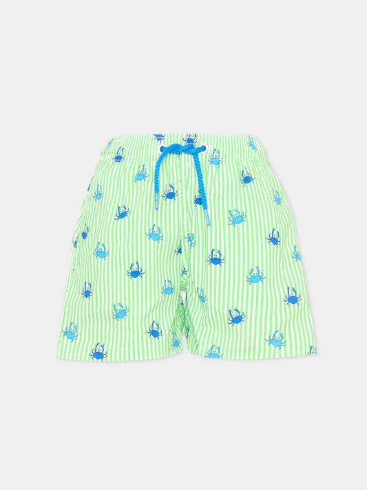 Boxer mare verde Jean Lighting Stretch per bambino con granchi,Mc2 Saint Barth,JEA0022 02101L