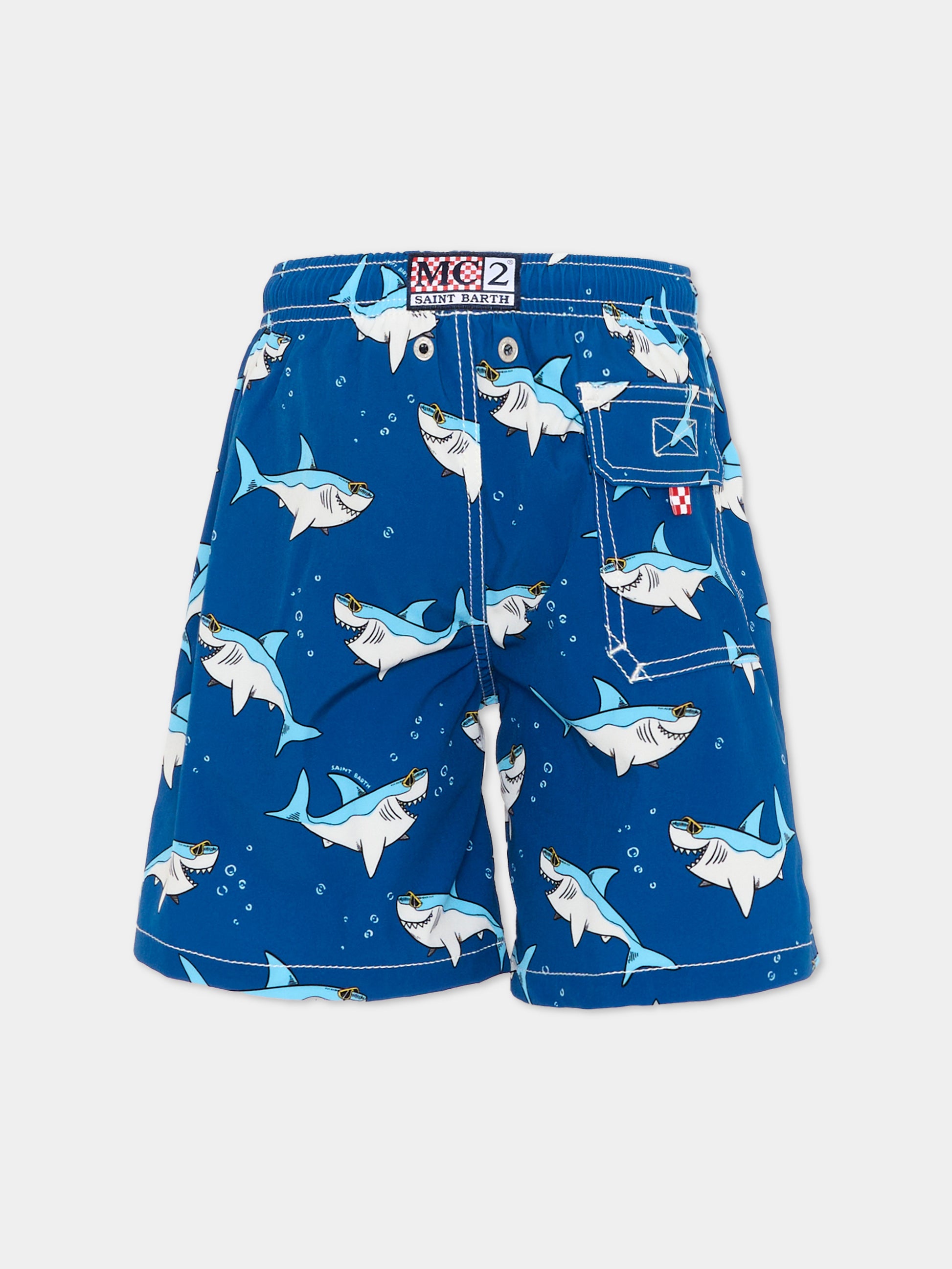 Boxer mare blu Reef per bambino con squali,Mc2 Saint Barth,REF0001 03219L