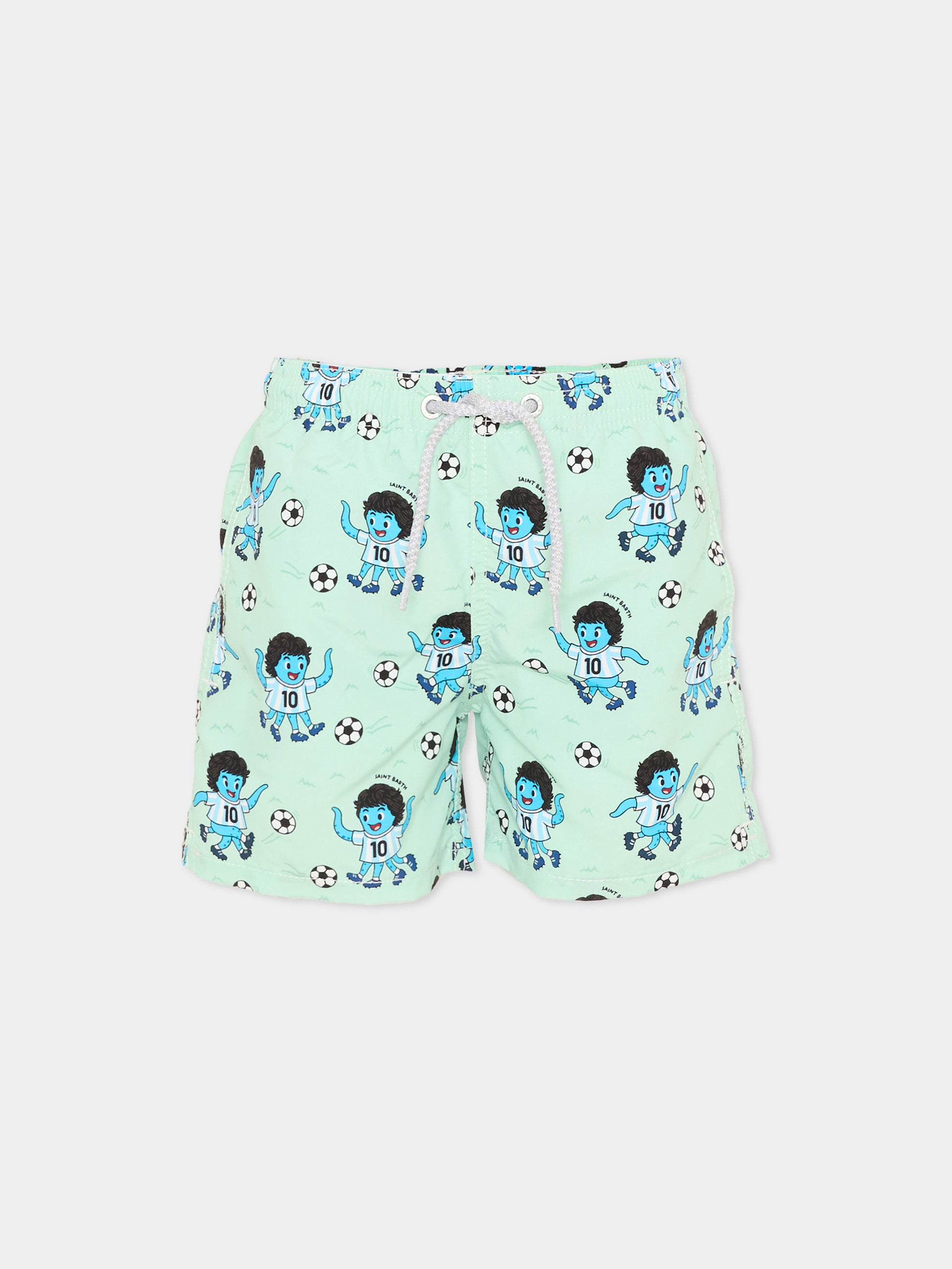 Boxer mare verde Jean per bambino stampa calcio,Mc2 Saint Barth,JEA0001 02042L