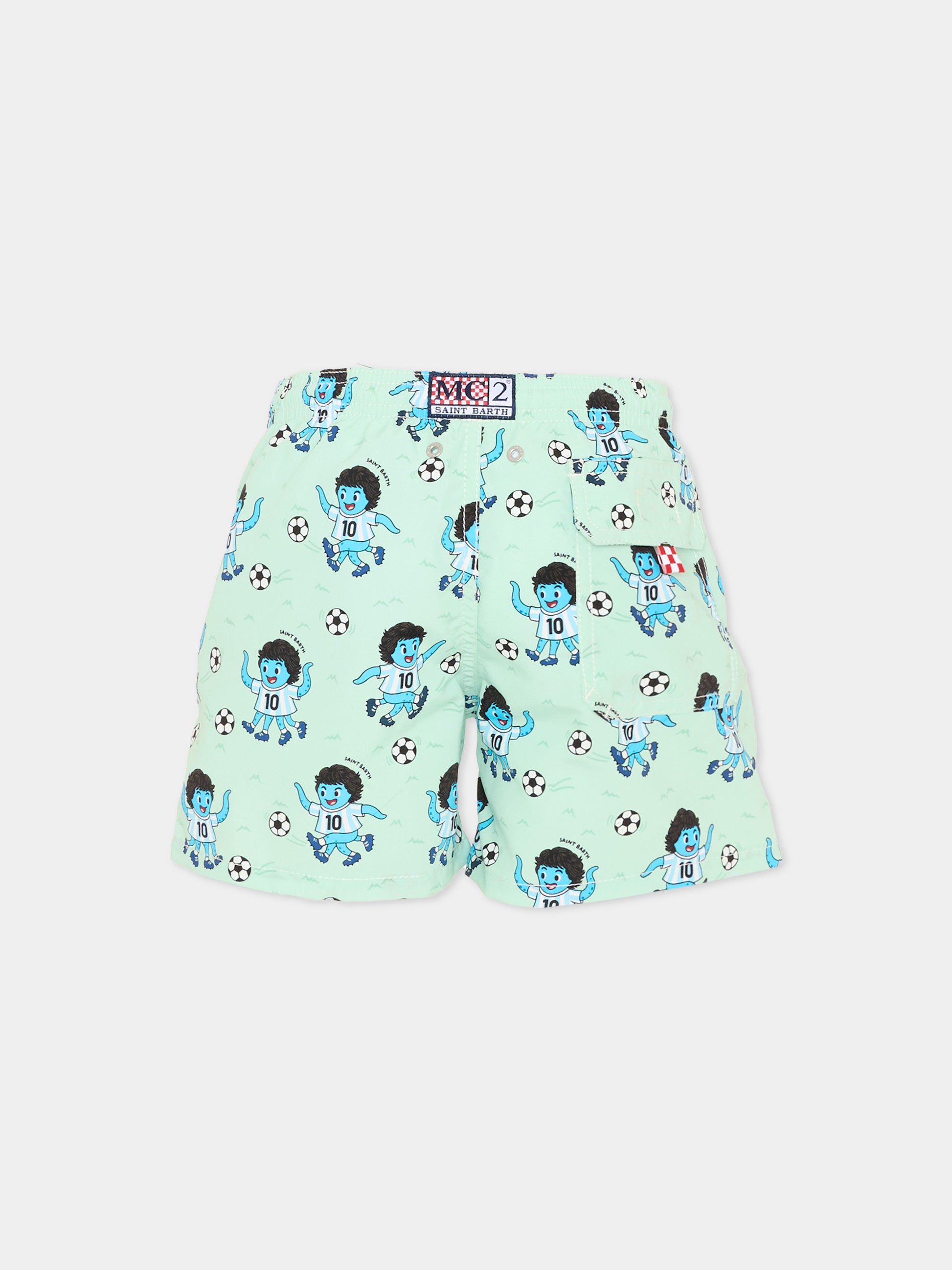 Boxer mare verde Jean per bambino stampa calcio,Mc2 Saint Barth,JEA0001 02042L