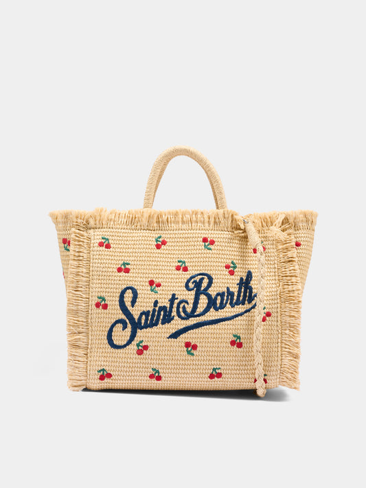 Borsa mare beige Colette Straw per bambina con ciliegie,Mc2 Saint Barth,COL0017 00345L
