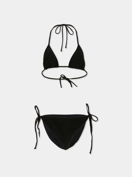 Bikini nero Leah Teen per bambina in lurex,Mc2 Saint Barth,LEH00011 00077L