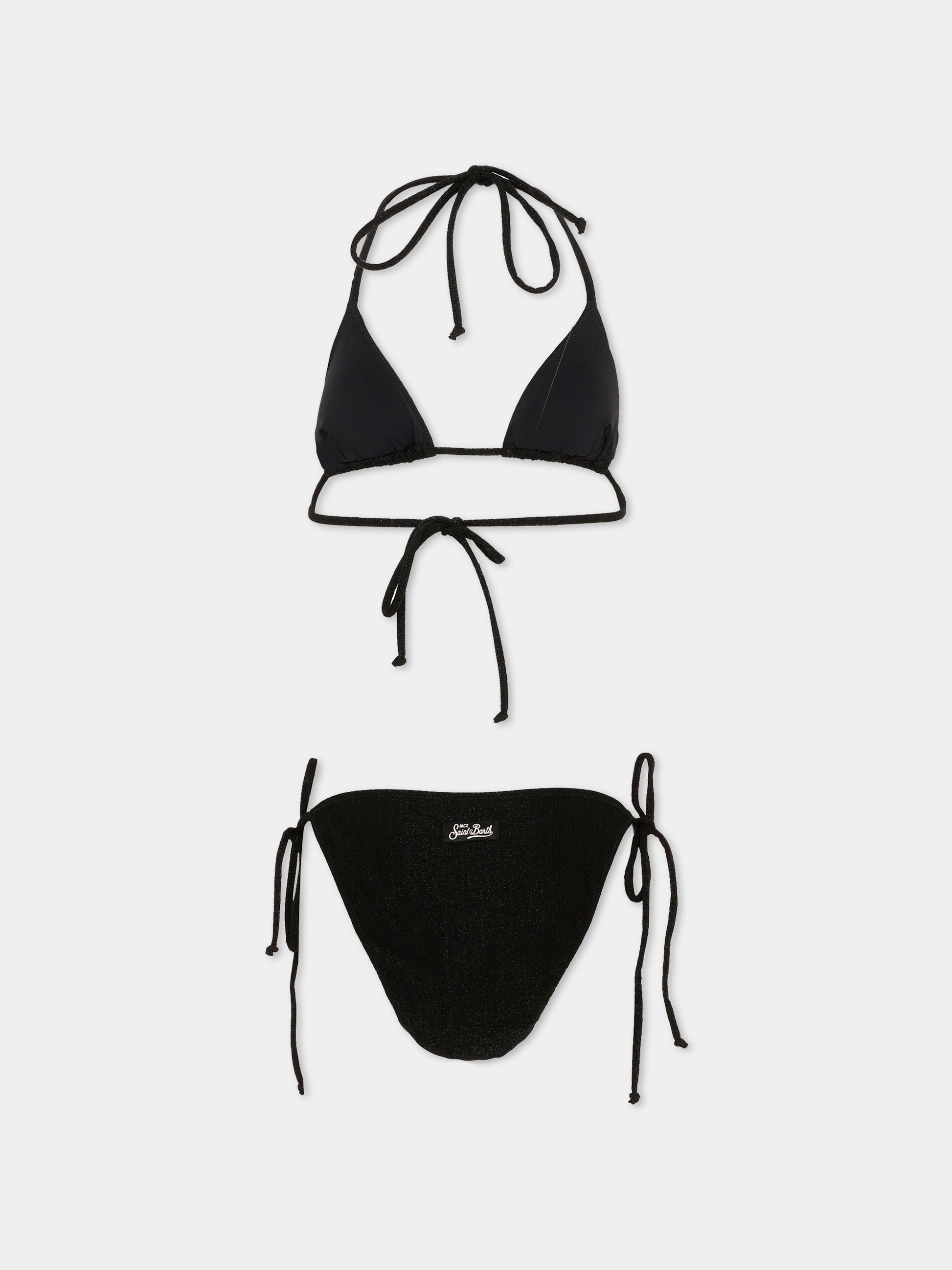 Bikini nero Leah Teen per bambina in lurex,Mc2 Saint Barth,LEH00011 00077L