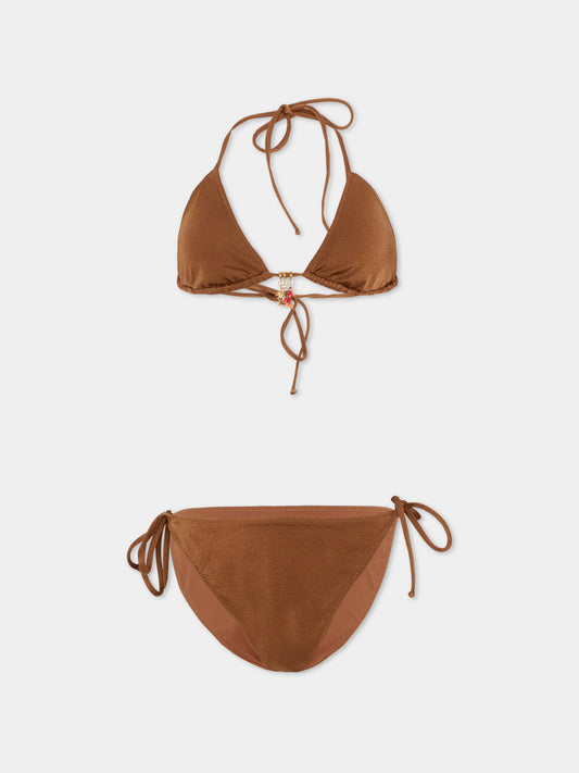 Slip e bikini marrone  leah teen  per bambina,Mc2 Saint Barth,LEH00011 03002L