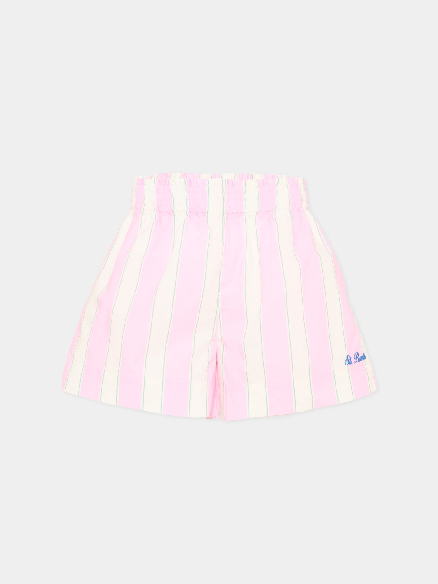 Shorts rosa Meave Jr per bambina a righe,Mc2 Saint Barth,MEA001 00897L