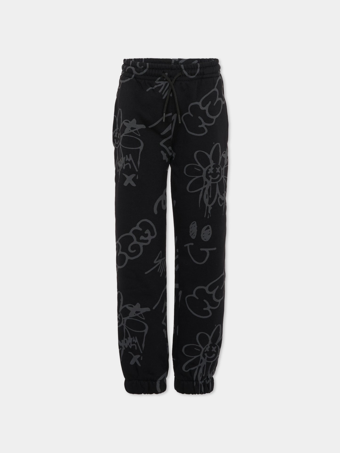 Pantaloni neri per bambino con stampa graffiti,Msgm Kids,F5MSJBFP245 110
