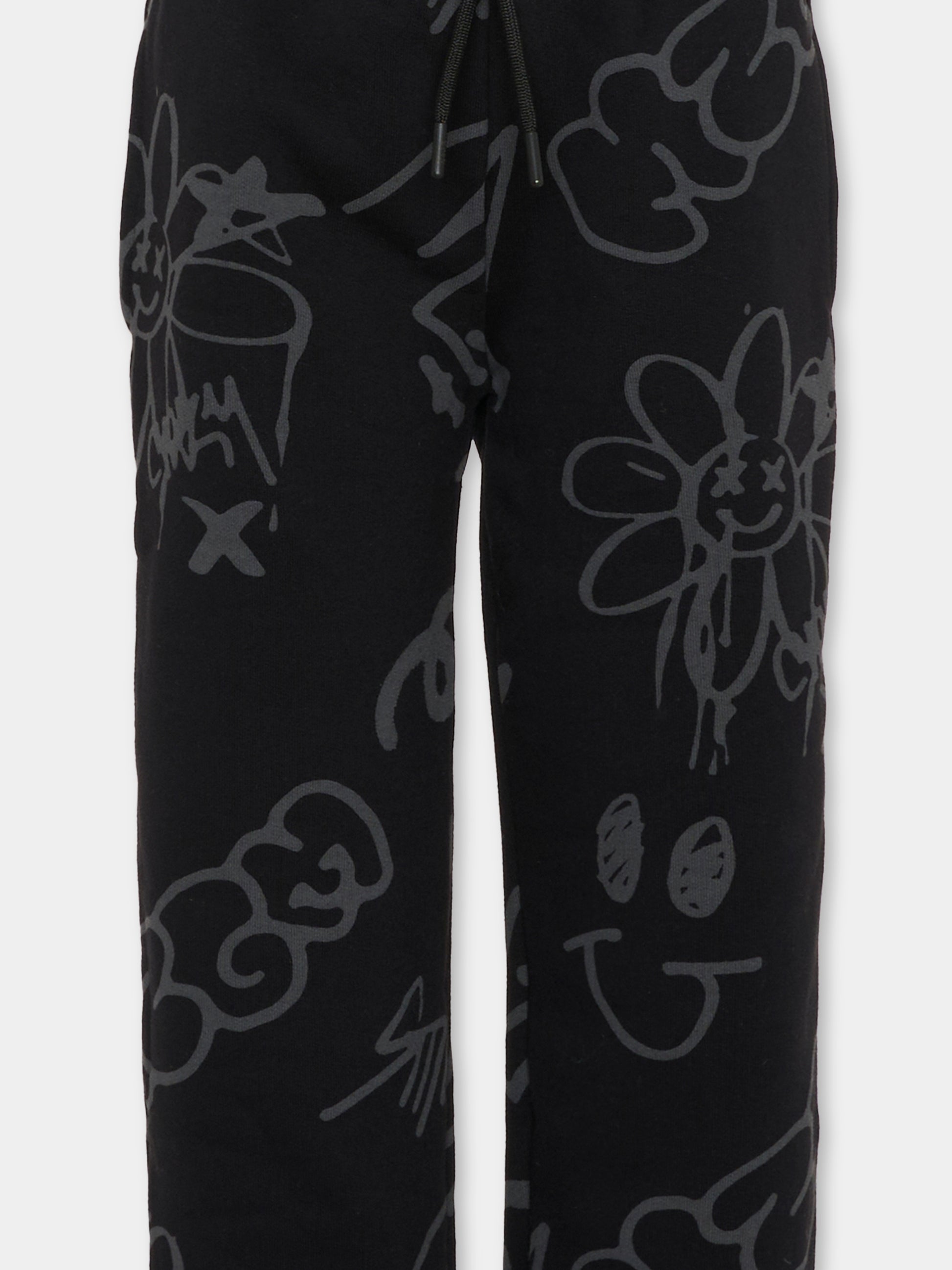 Pantaloni neri per bambino con stampa graffiti,Msgm Kids,F5MSJBFP245 110