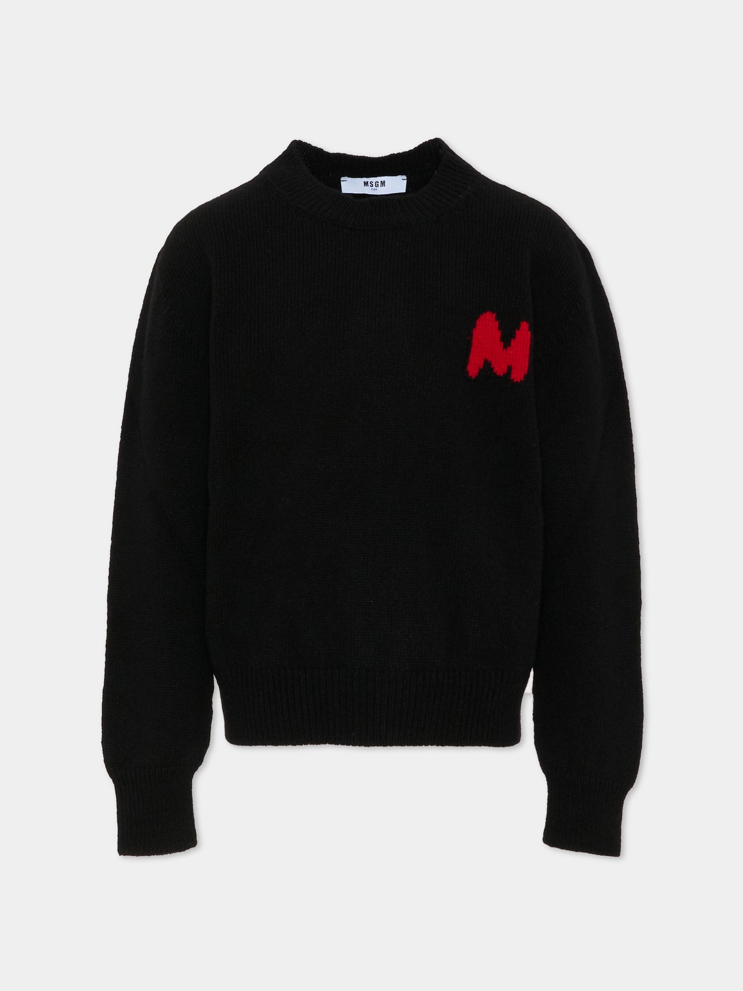 Maglione nero per bambino con lettera,Msgm Kids,F5MSJBJP236 110
