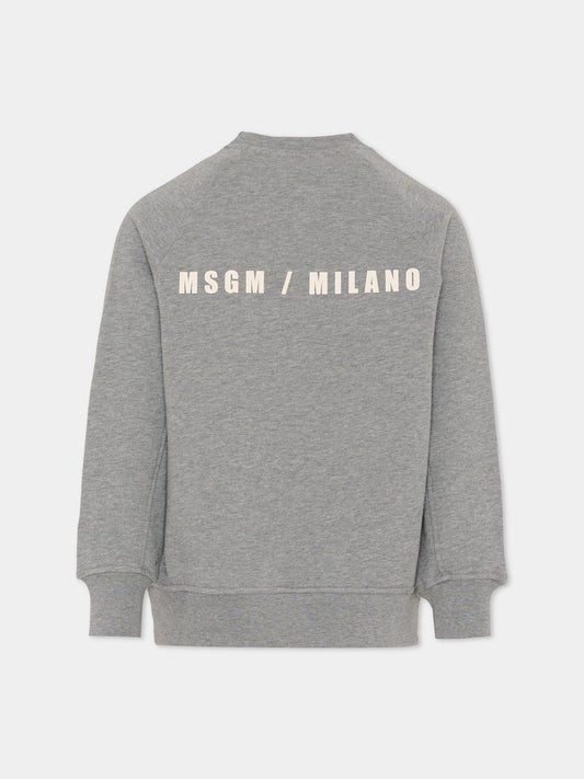Felpa grigia per bambino con logo,Msgm Kids,F5MSJBSW225 104