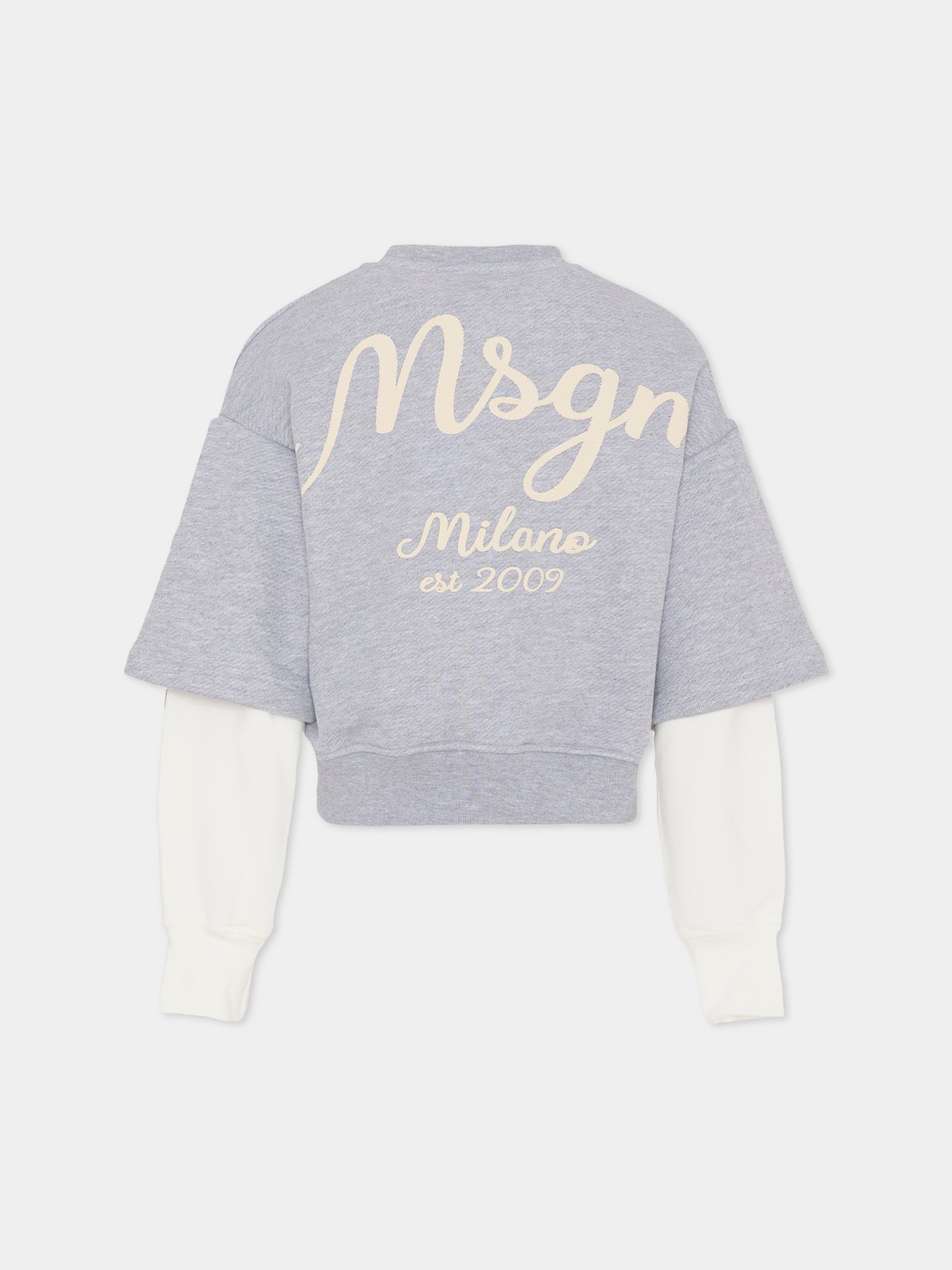 Felpa grigia per bambino con logo,Msgm Kids,F5MSJBSW258 107
