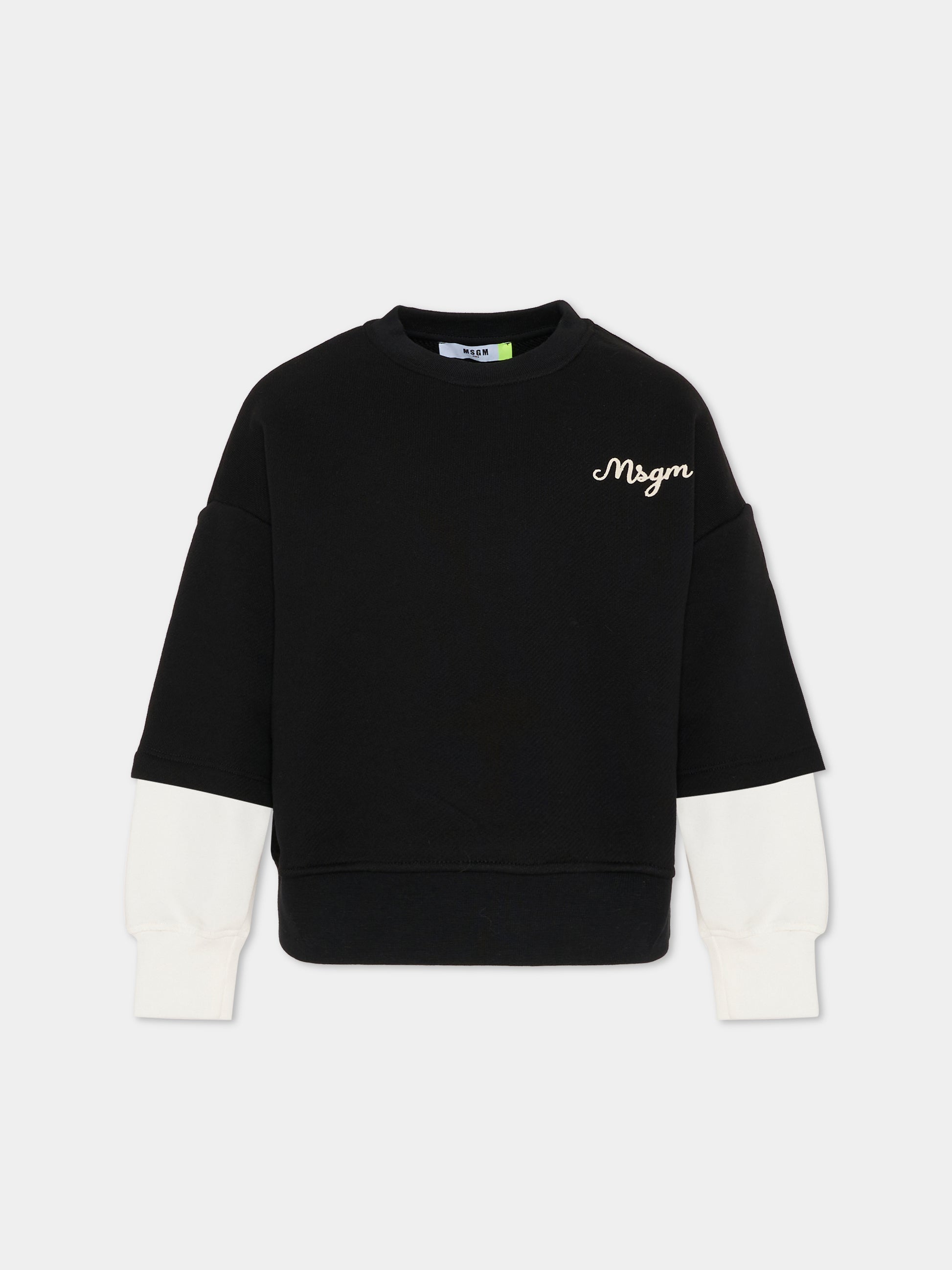 Felpa nera per bambino con logo,Msgm Kids,F5MSJBSW258 110
