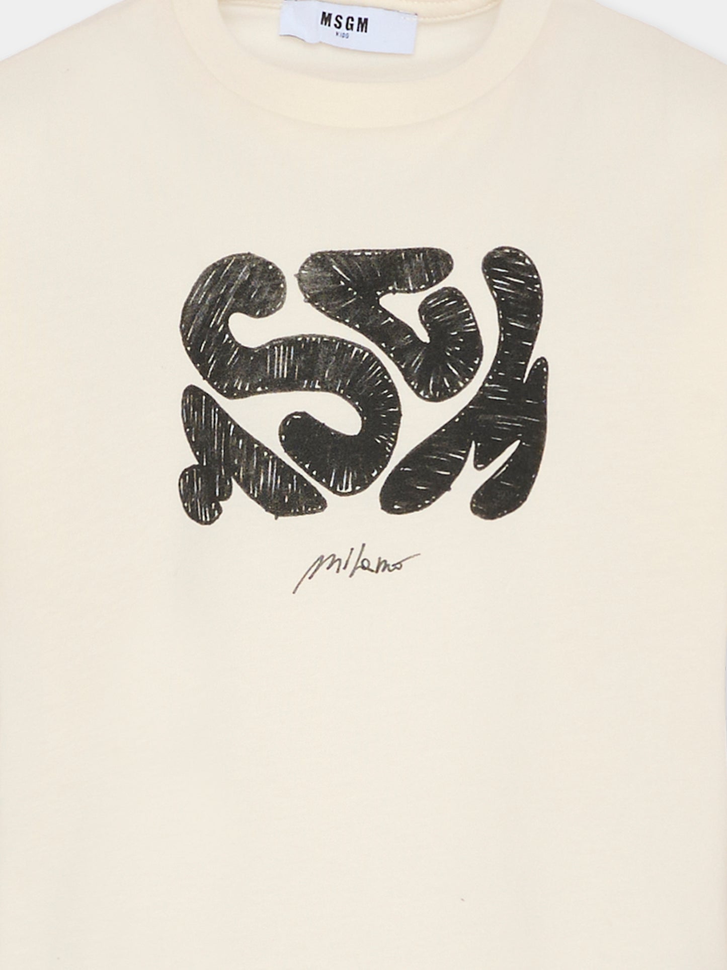 T-shirt avorio per bambino con logo,Msgm Kids,F5MSJBTH218 013