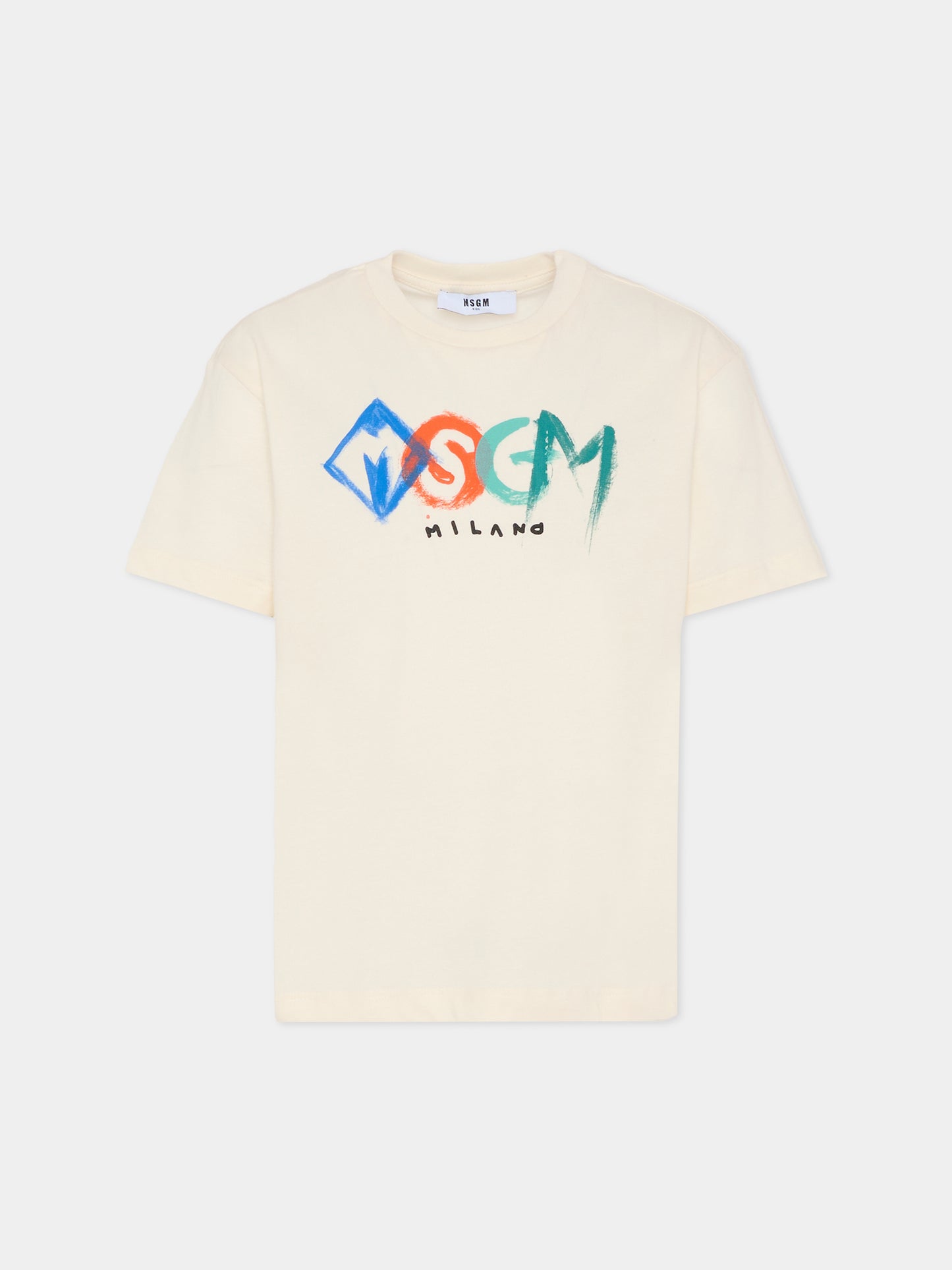 T-shirt avorio per bambino con logo,Msgm Kids,F5MSJBTH249 013