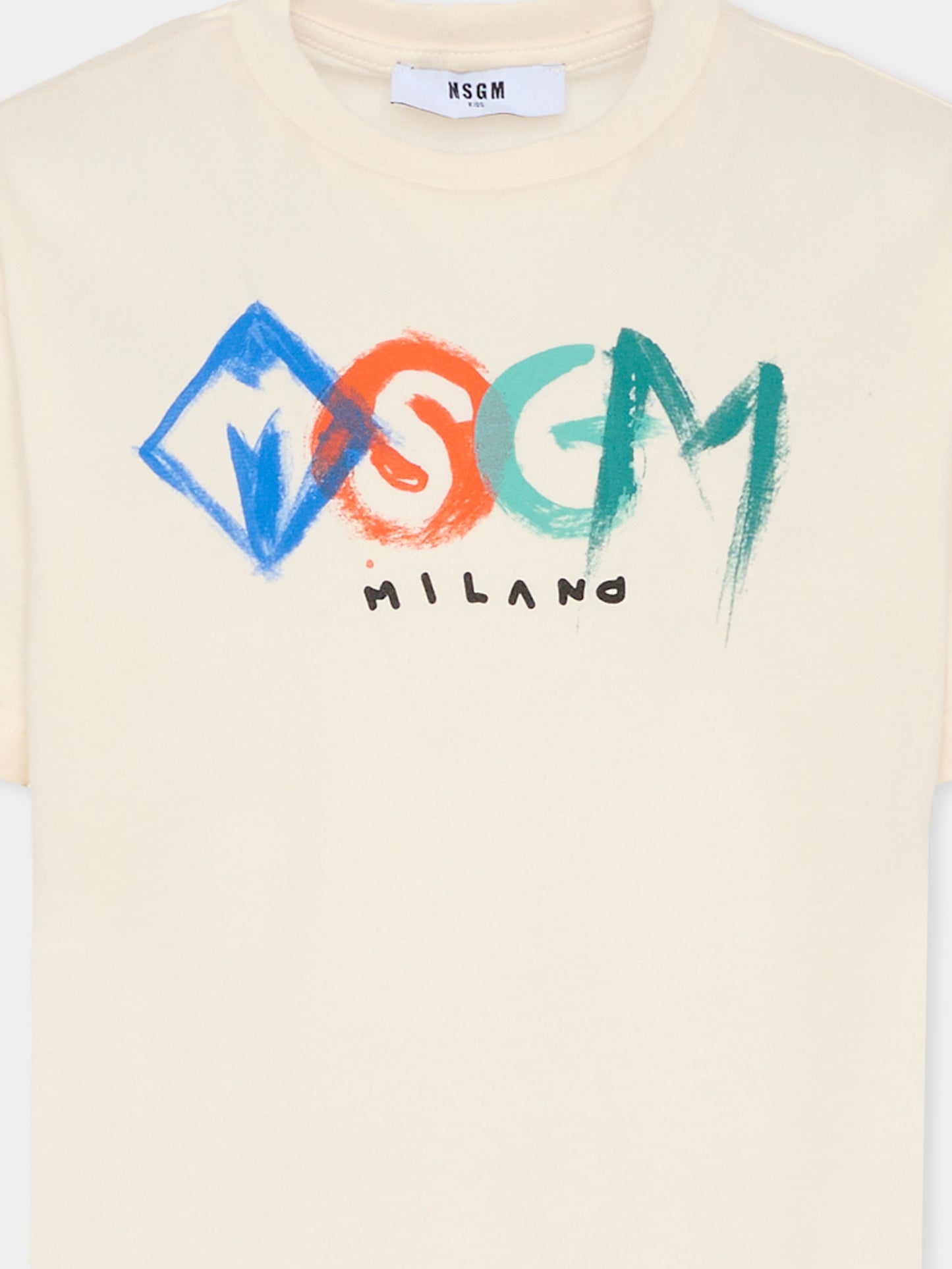 T-shirt avorio per bambino con logo,Msgm Kids,F5MSJBTH249 013