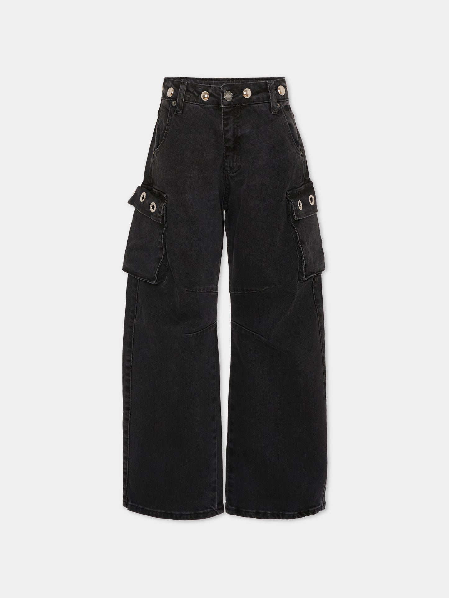 Jeans neri per bambina con borchie,Msgm Kids,F5MSJGDP034 110