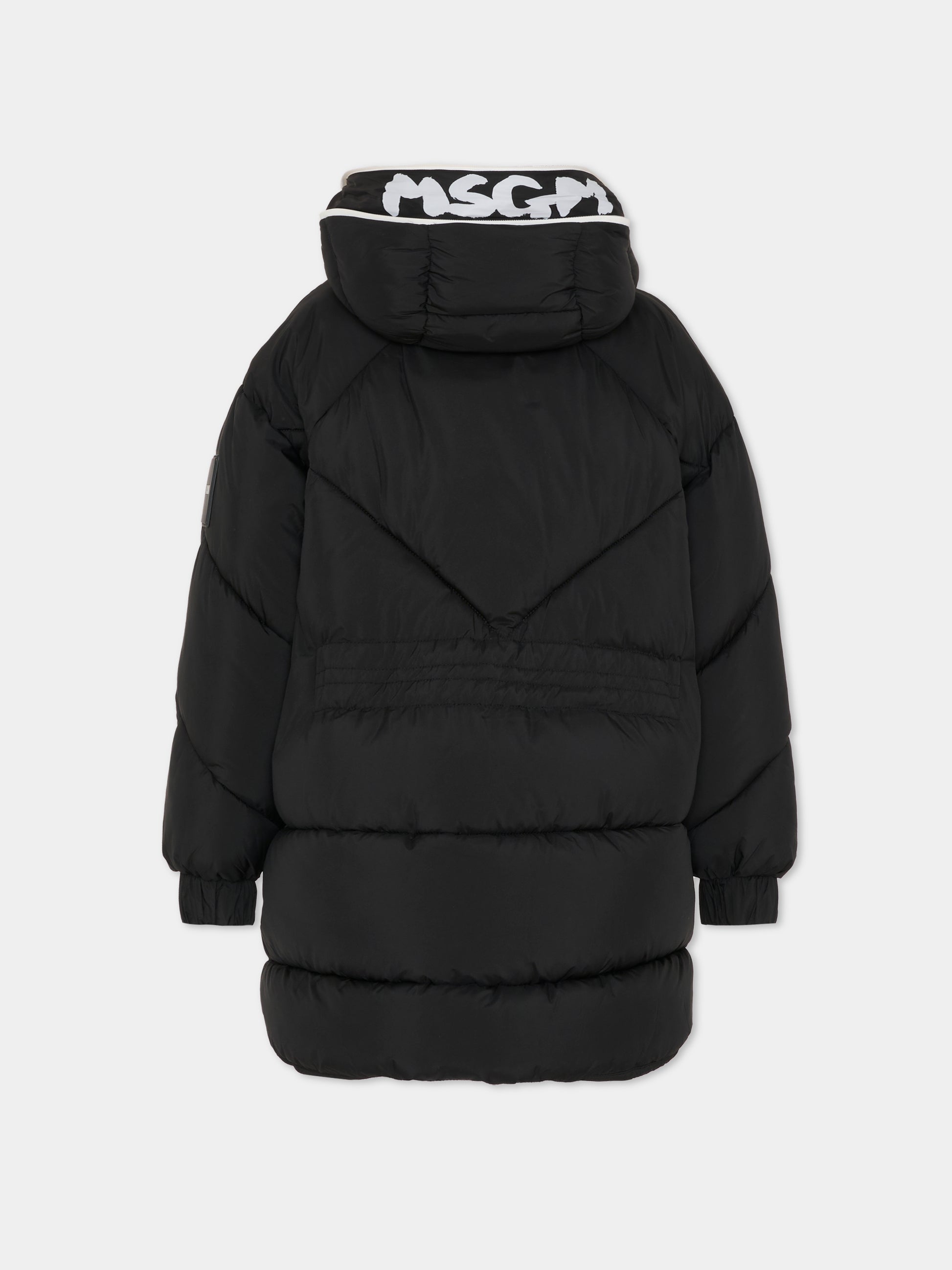 Piumino nero per bambina con logo,Msgm Kids,F5MSJGPF005 110