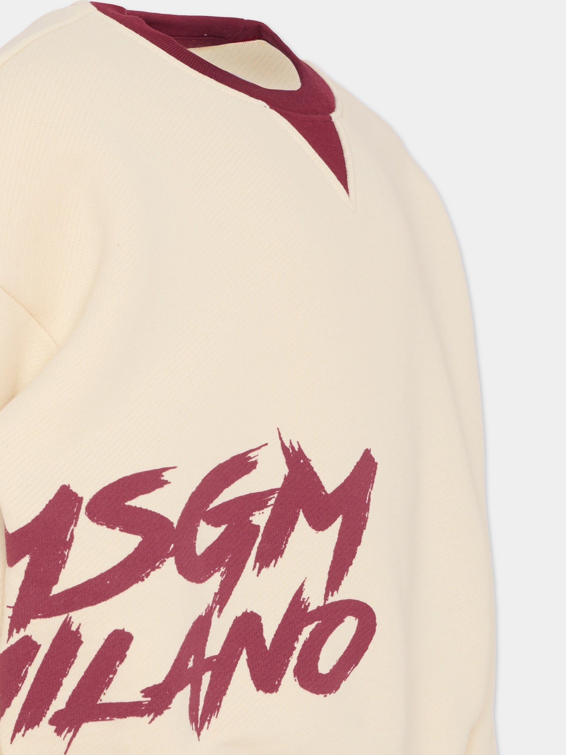 Felpa avorio per bambina con logo,Msgm Kids,F5MSJGSW129 013