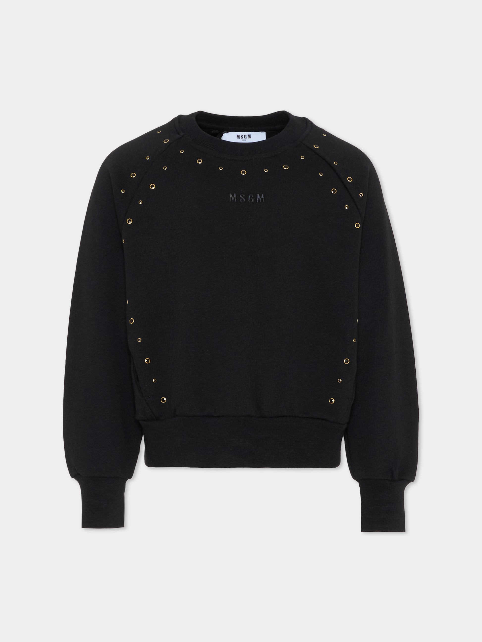 Felpa nera per bambina con borchie,Msgm Kids,F5MSJGSW148 110