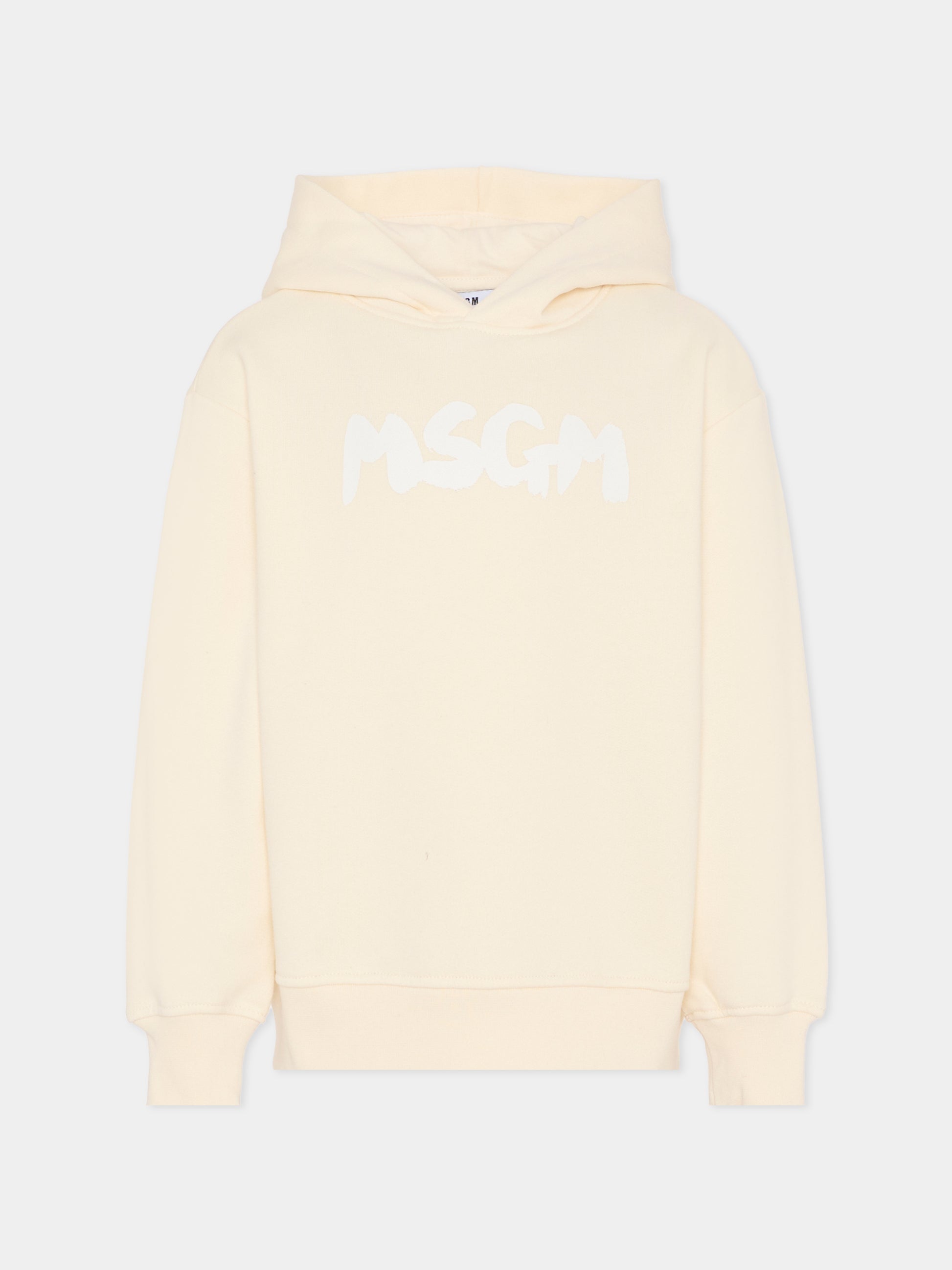 Felpa avorio per bambini con logo,Msgm Kids,F5MSJUHS021 013