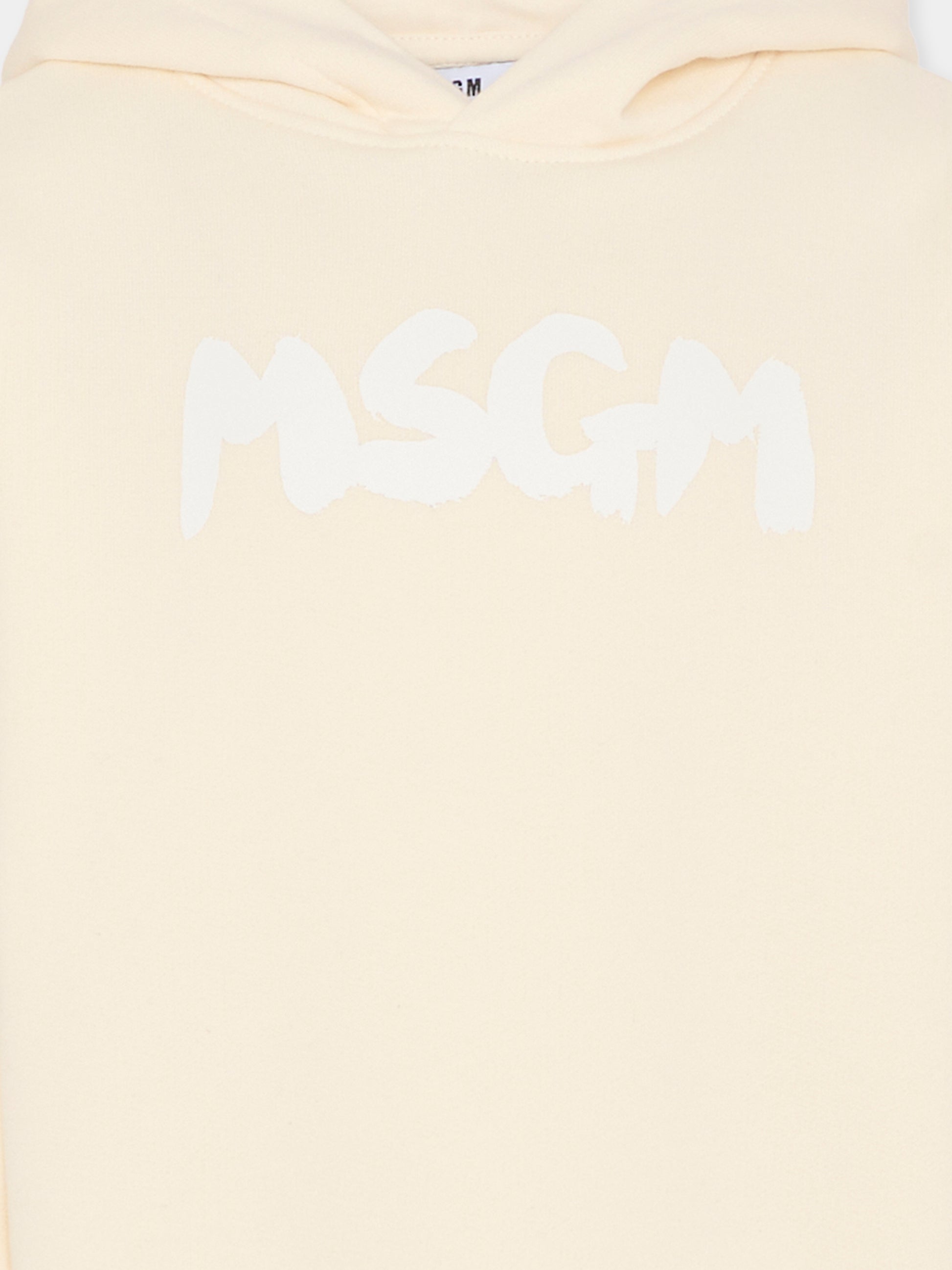Felpa avorio per bambini con logo,Msgm Kids,F5MSJUHS021 013