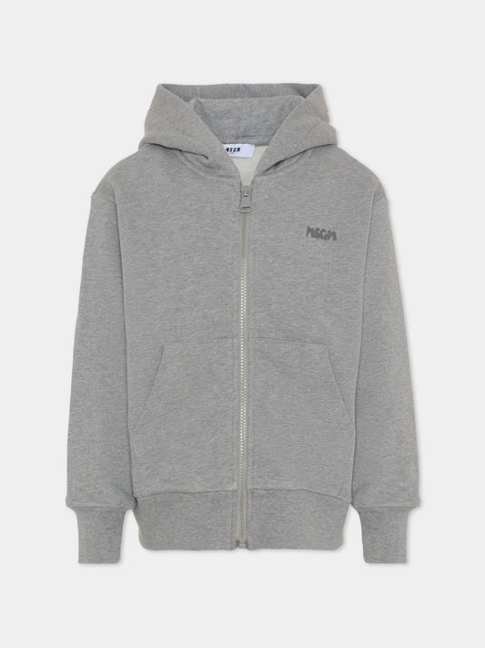 Felpa grigia per bambini con logo,Msgm Kids,F5MSJUZH002 104