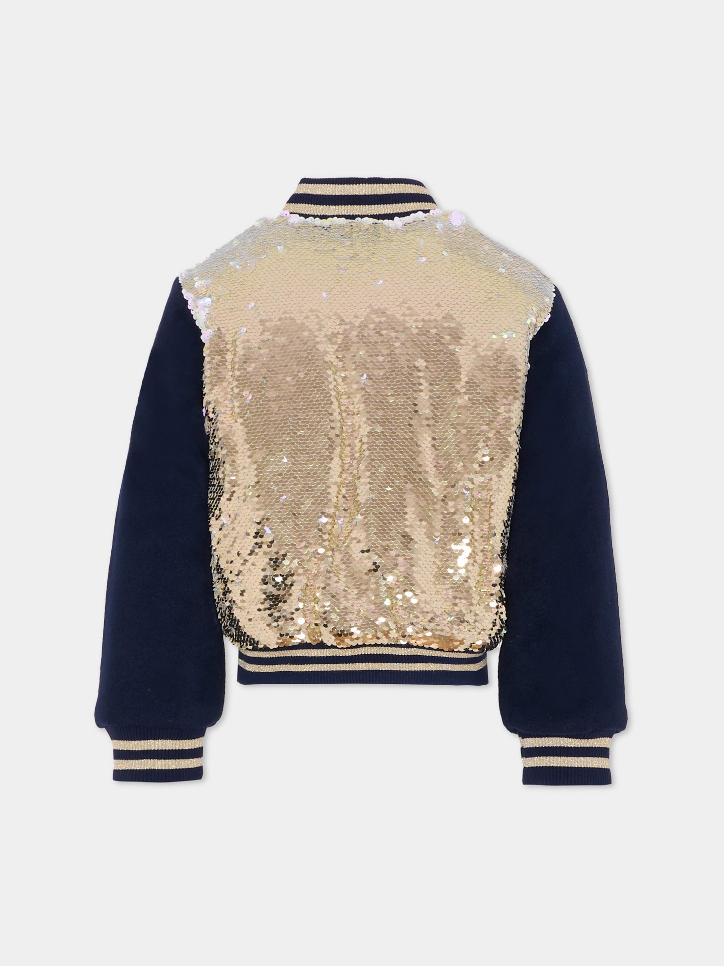 Bomber oro per bambina con paillettes,Billieblush,U20429 Z98