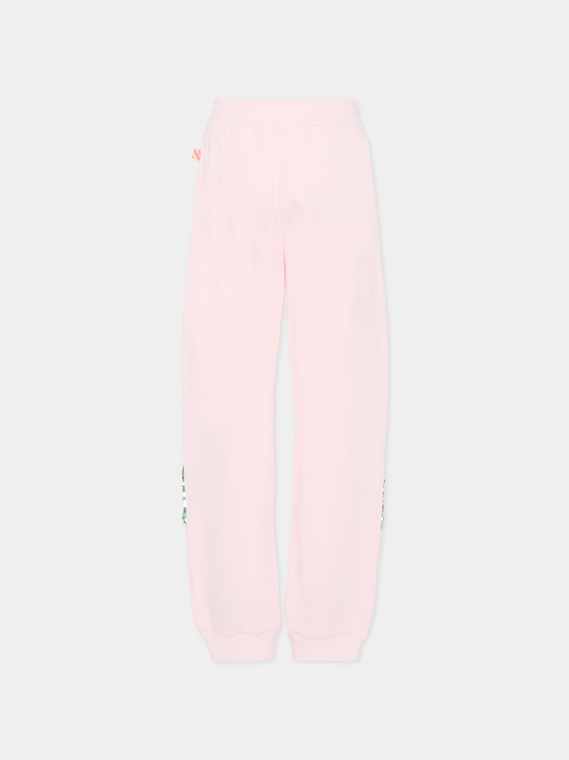 Pantaloni rosa per bambina con paillettes,Billieblush,U20441 44L
