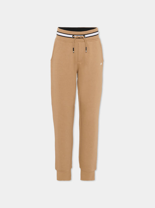 Pantaloni marroni per bambino con logo,Boss,J51151 269