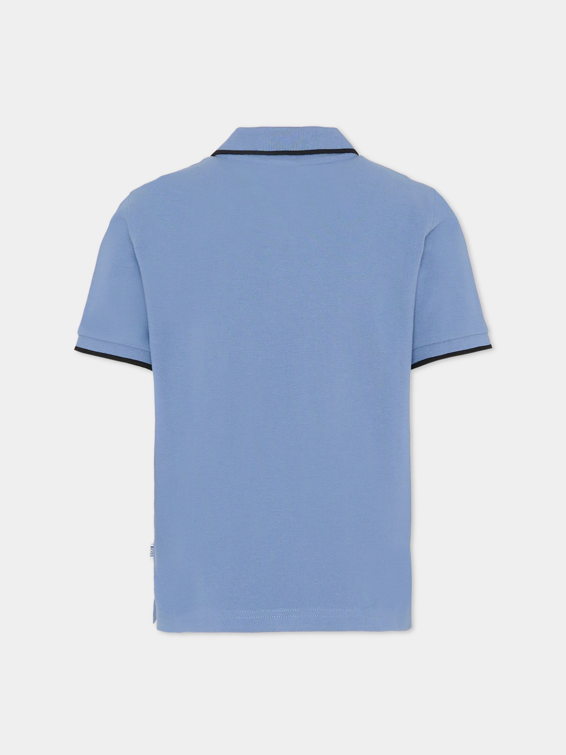 Polo celeste per bambino con logo,Boss,J51163 049
