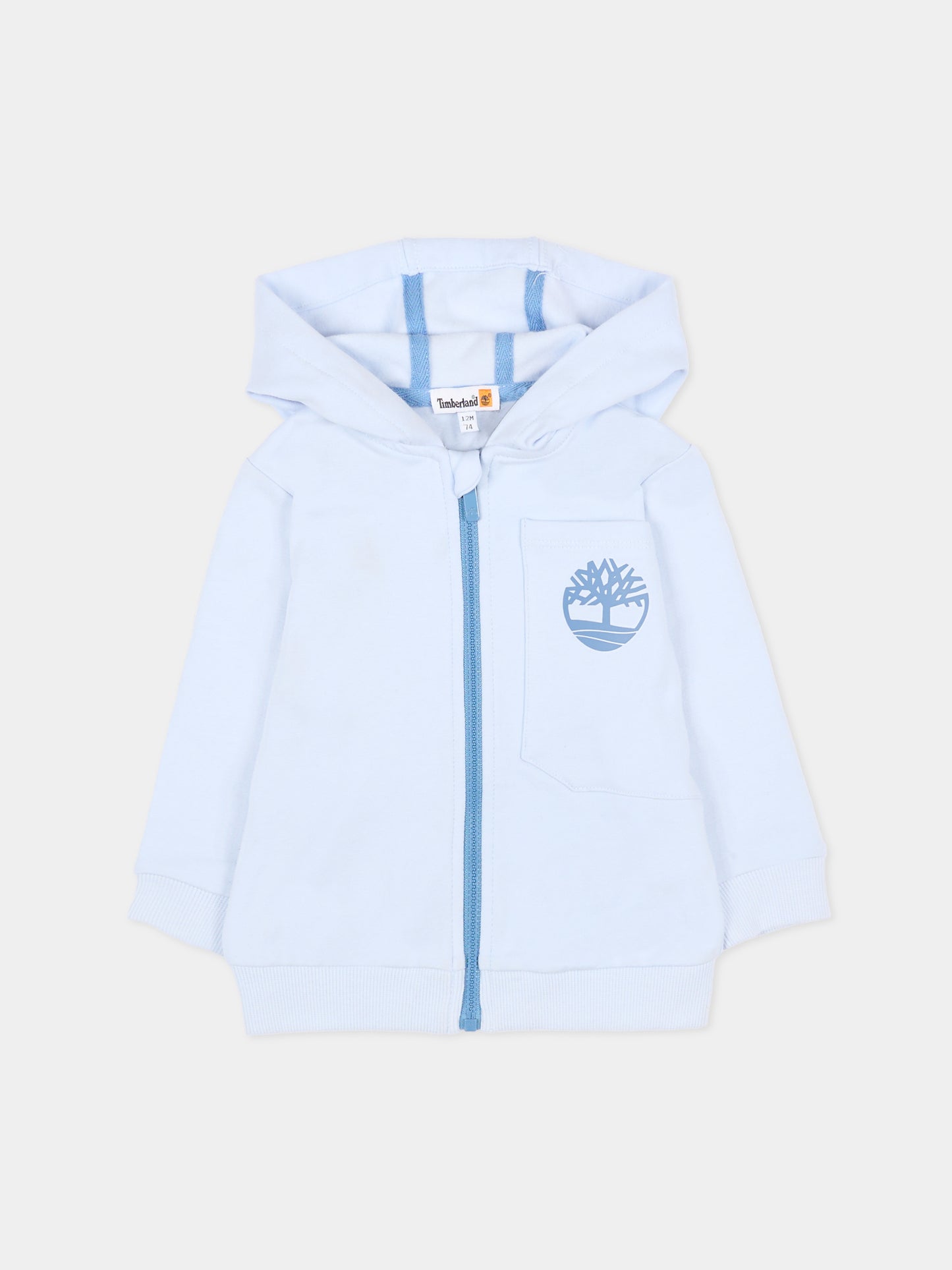 Felpa celeste per neonato con logo,Timberland,T60232 771