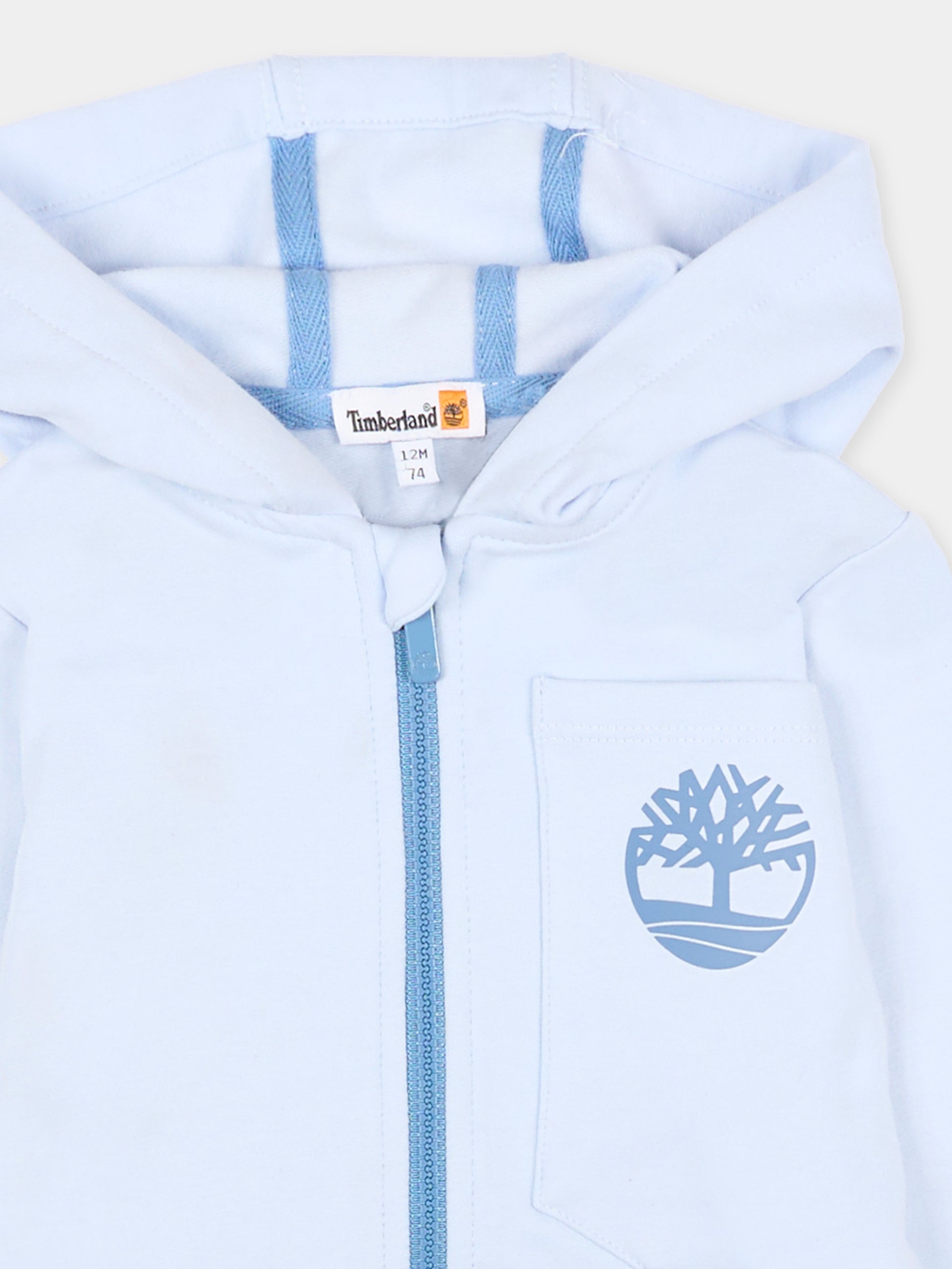 Felpa celeste per neonato con logo,Timberland,T60232 771