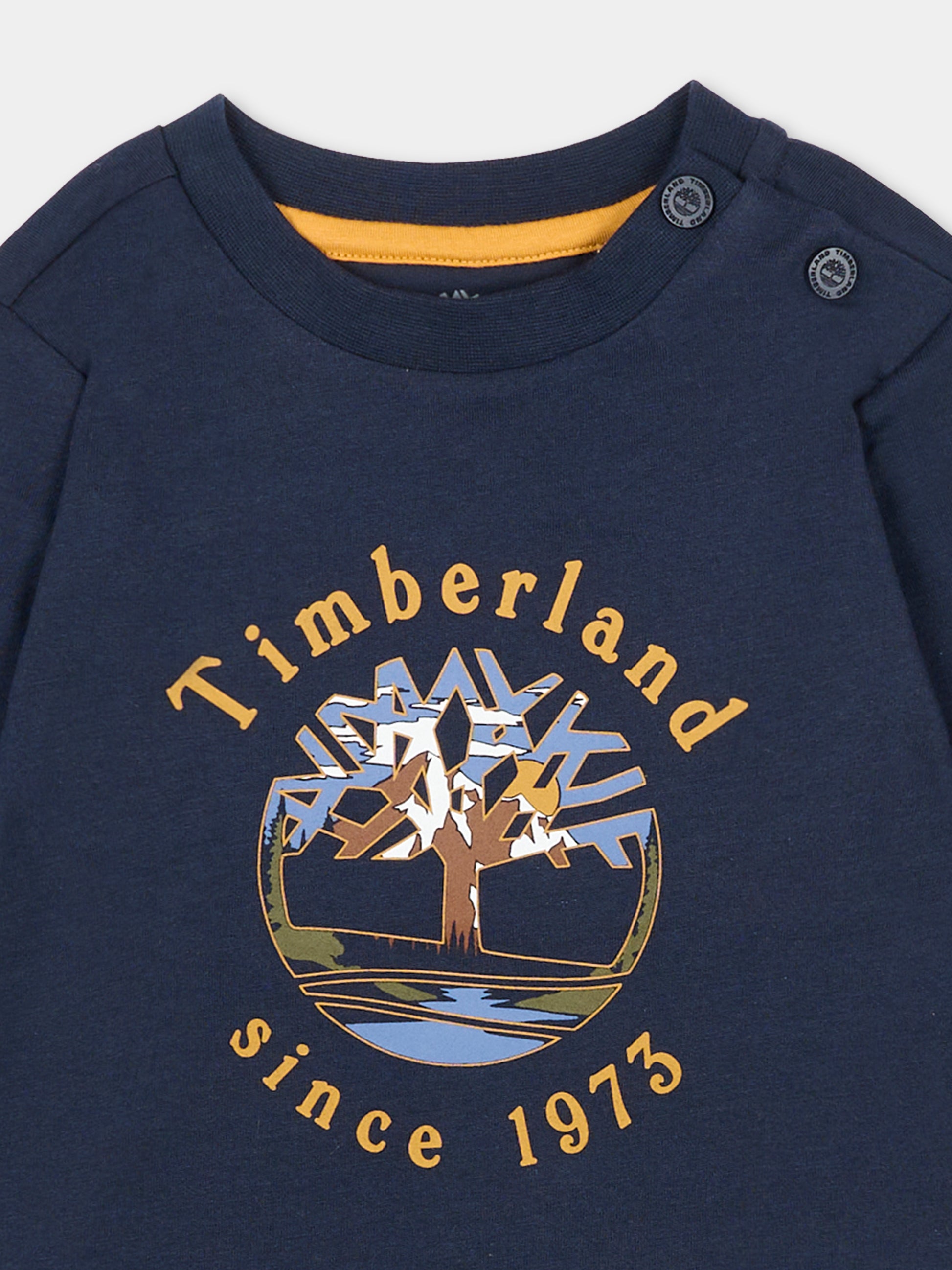 T-shirt blu per neonato con logo,Timberland,T60255 83D