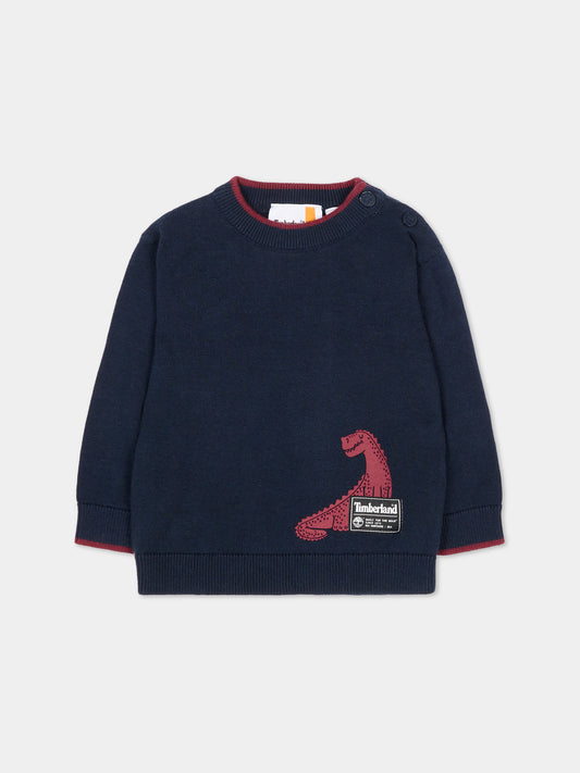 Maglione blu per neonato con dinosauro,Timberland,T60261 83D