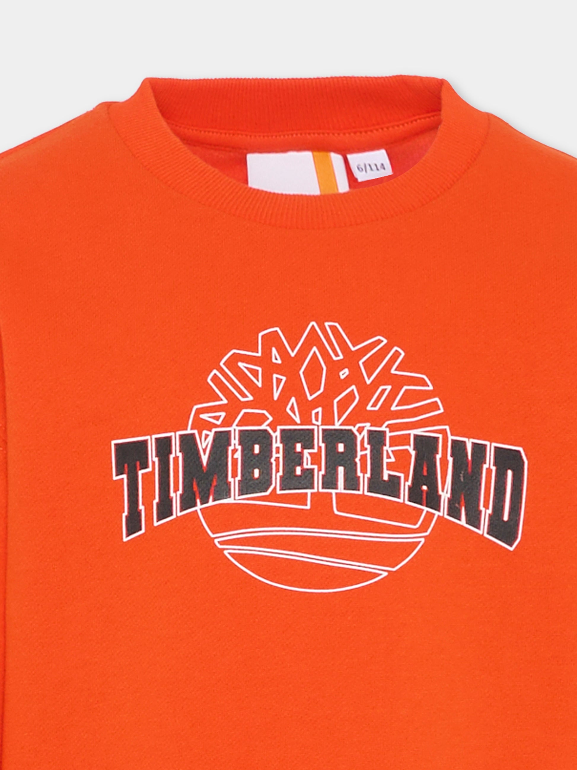 Felpa rossa per bambino con logo,Timberland,T60315 98G