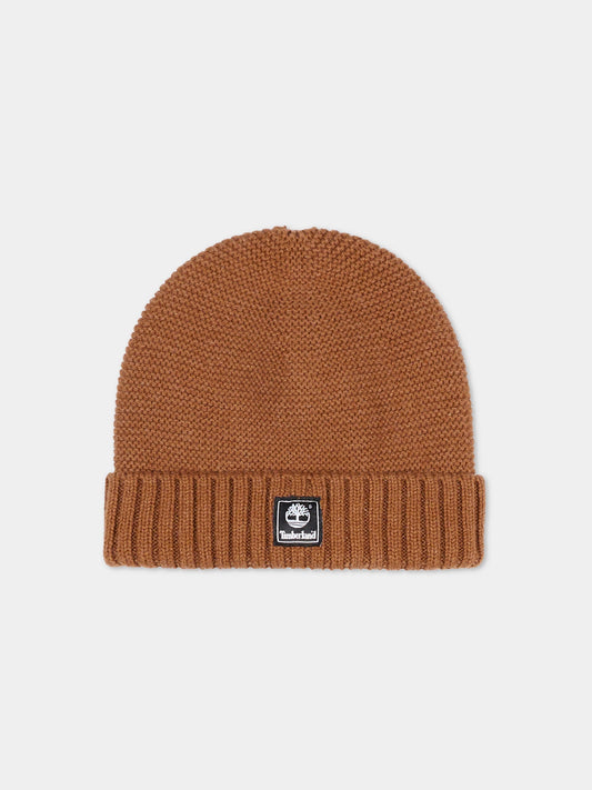 Berretto marrone per neonato con logo,Timberland,T60353 327
