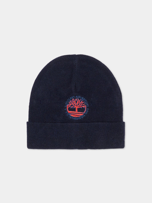 Berretto blu per neonato con logo,Timberland,T60354 83D