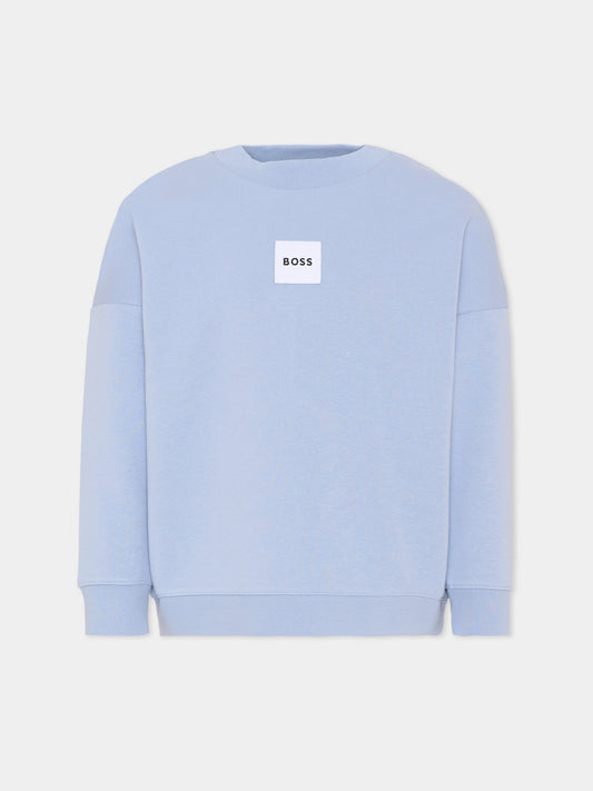 Felpa azzurra per bambino con logo,Boss,J52965 057