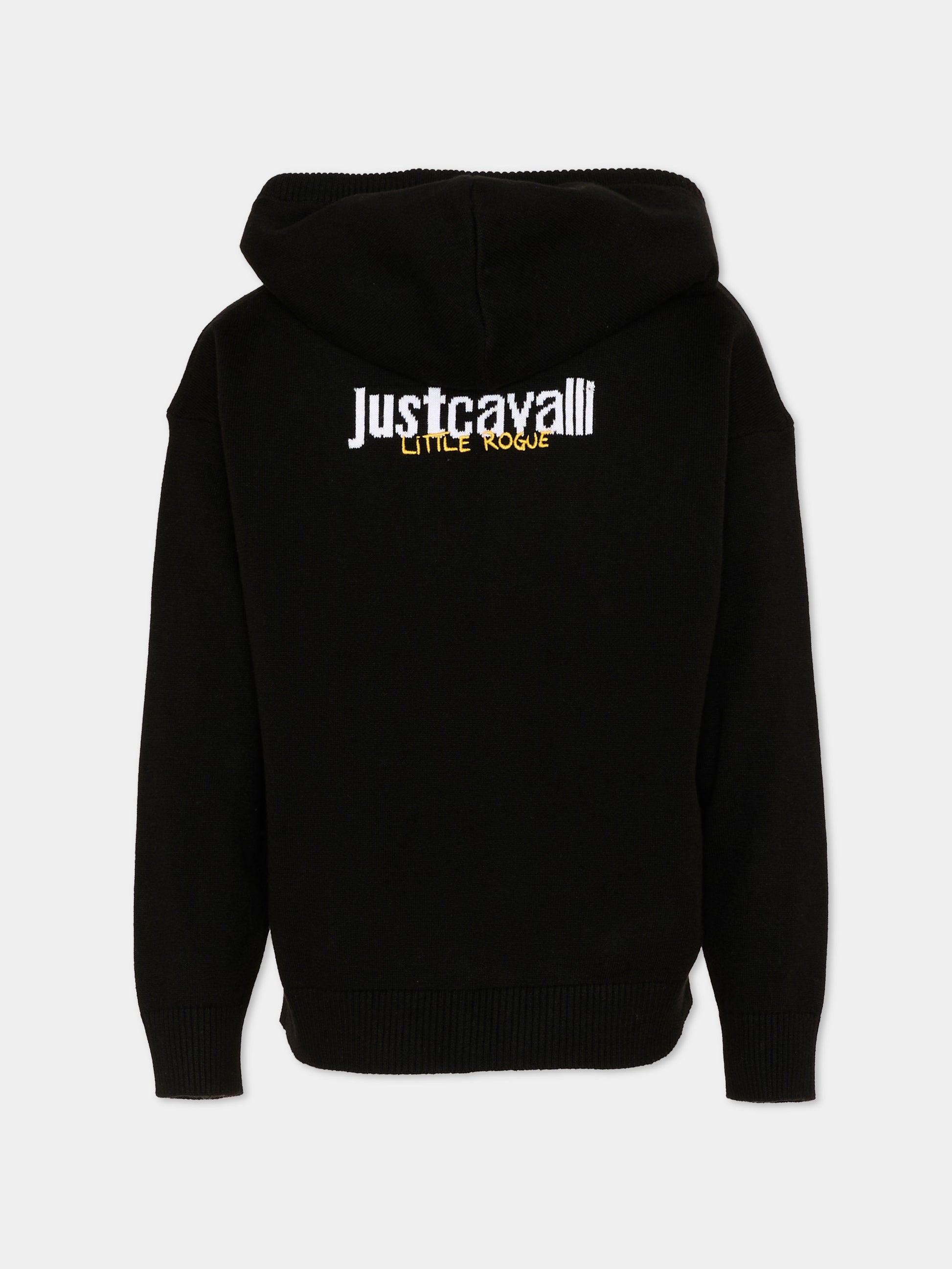 Felpa nera per bambini con logo,Just Cavalli Kids,JBP26002MA BLACK