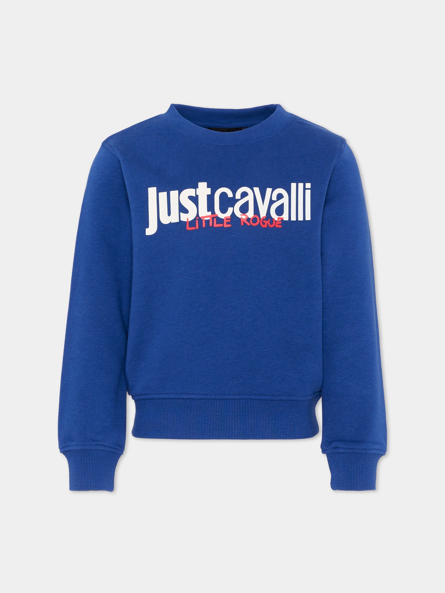 Felpa blu per bambino con logo,Just Cavalli Kids,JBP26009FE BLUE MAZARINE