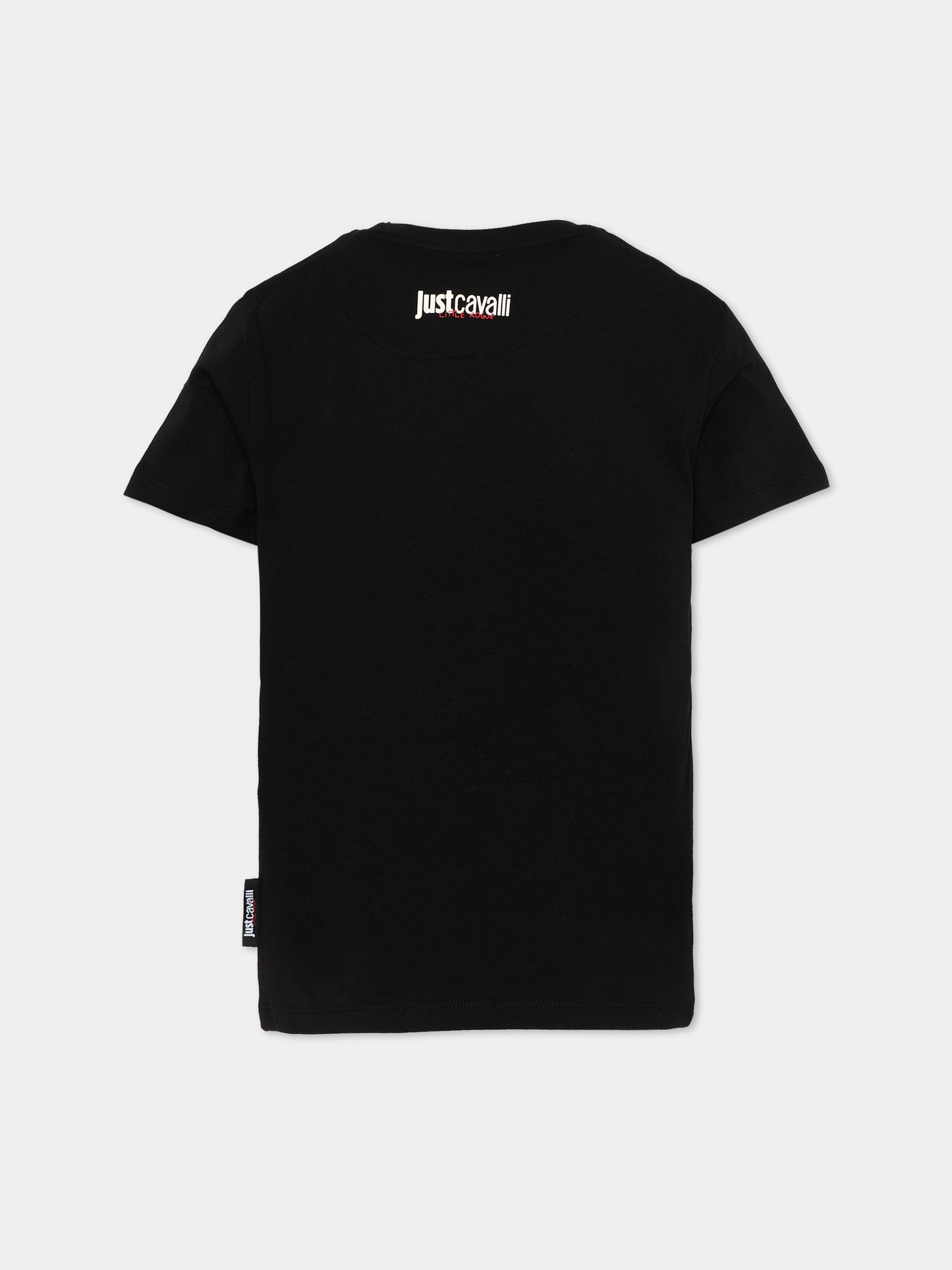T-shirt nera per bambino con logo,Just Cavalli Kids,JBP26014TS BLACK