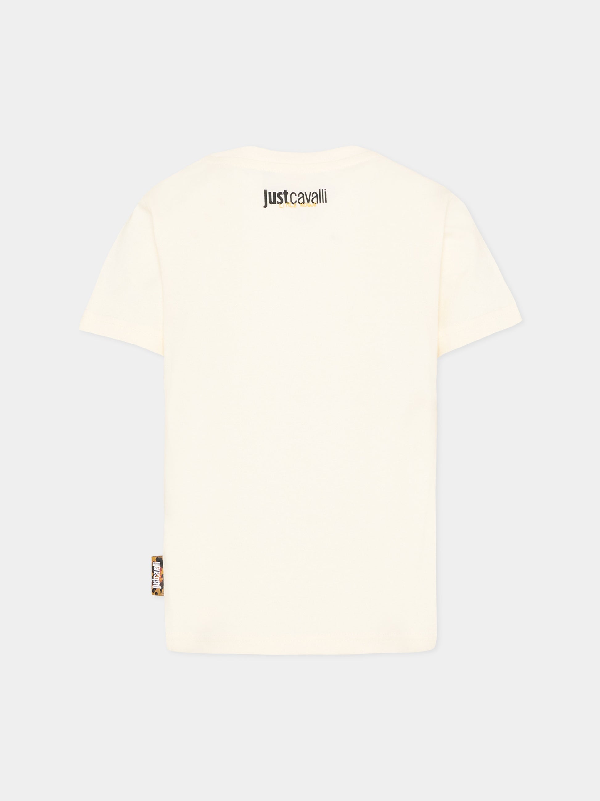 T-Shirt avorio per bambino con logo,Just Cavalli Kids,JBP26018TS PRISTINE