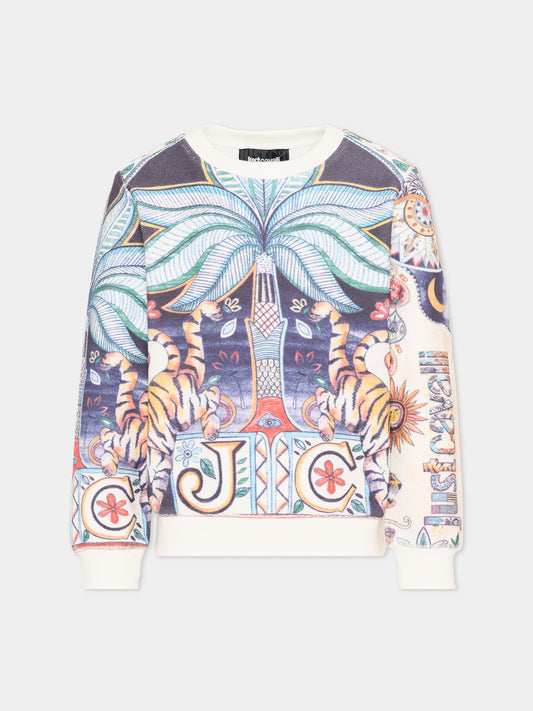 Felpa multicolor per bambino con stampa giungla,Just Cavalli Kids,JBP26063FE INDIA DIGITAL