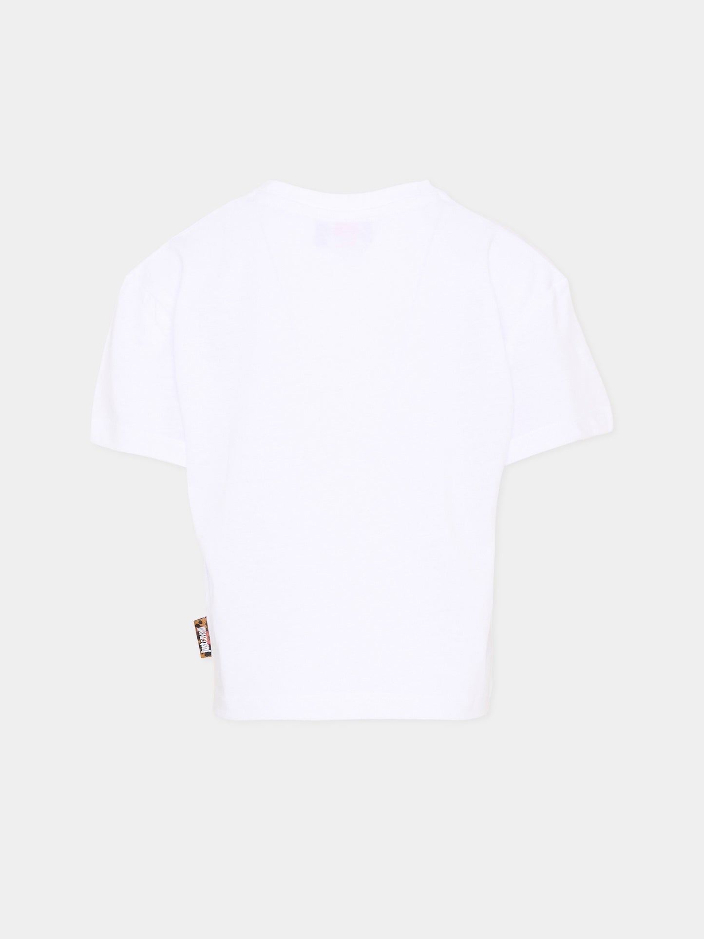 T-shirt bianca per bambina con logo,Just Cavalli Kids,JGP26085TS WHITE