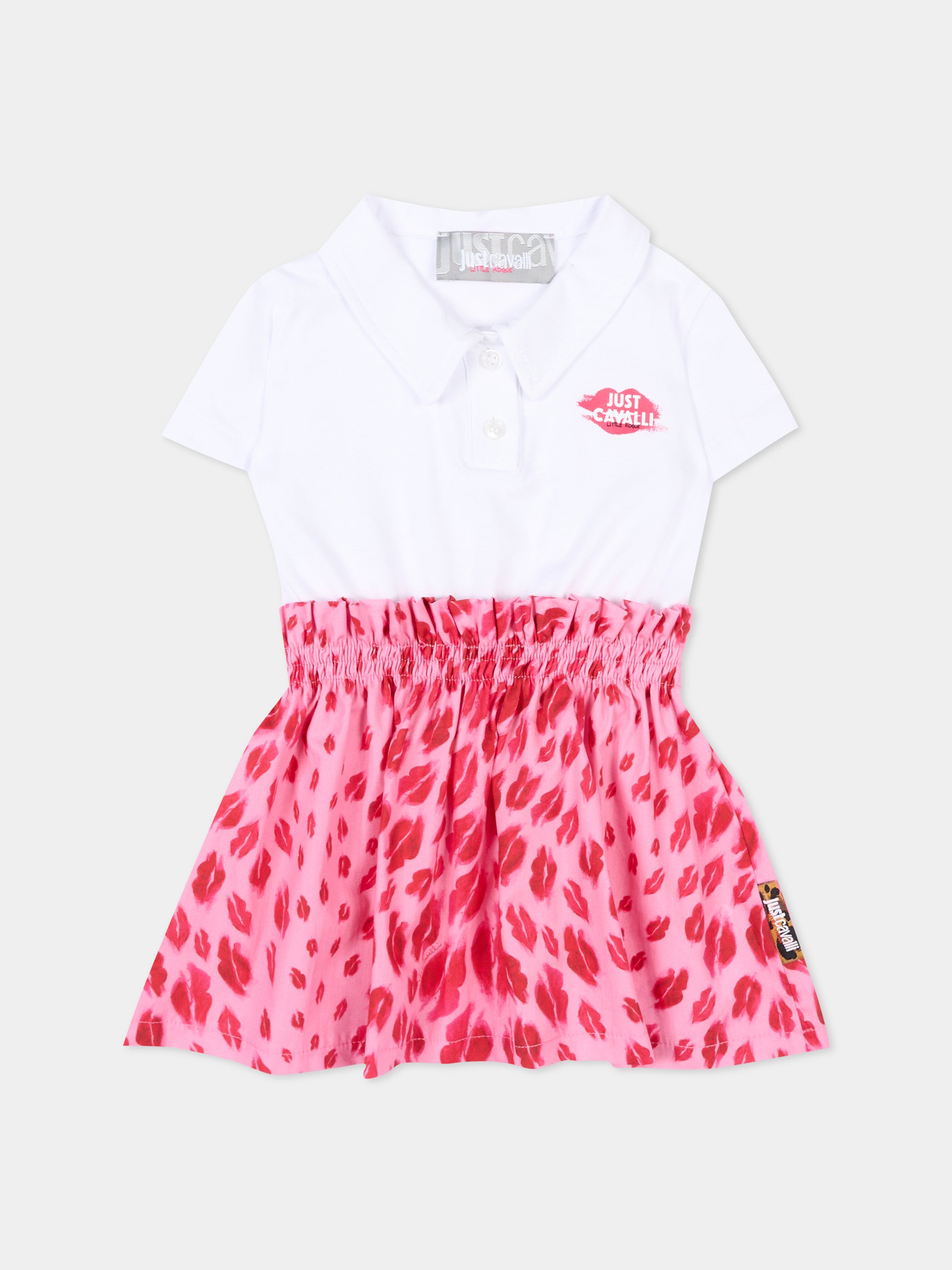 Vestito bianco per neonata con stampa baci,Just Cavalli Kids,JIP26013VE WHITE