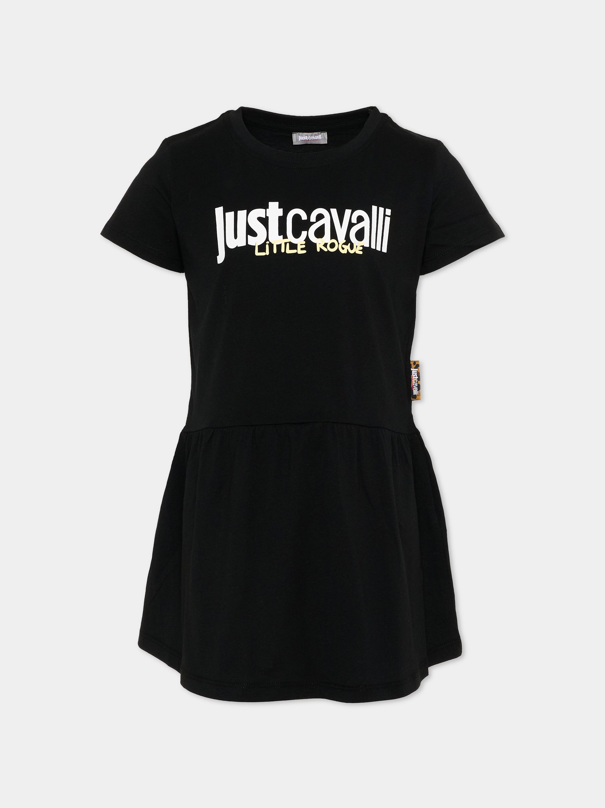Vestito nero per bambina con logo,Just Cavalli Kids,JIP26026VE BLACK